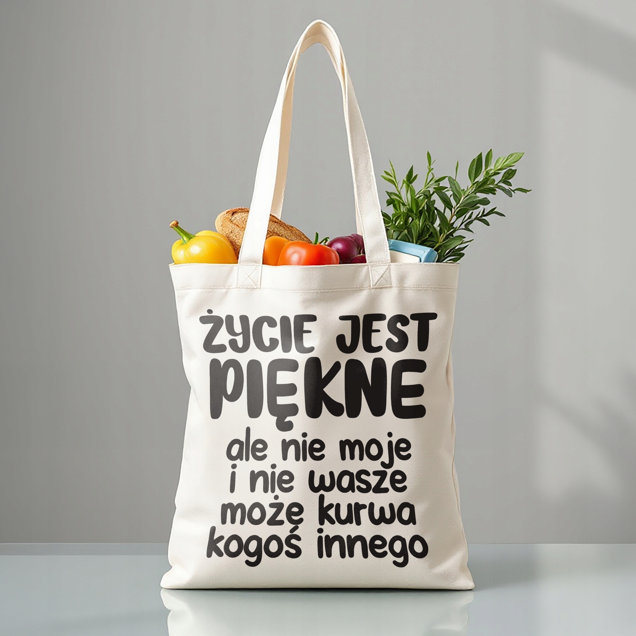Torba bawełniana premium Życie Jest Piękne Zabawny Prezent