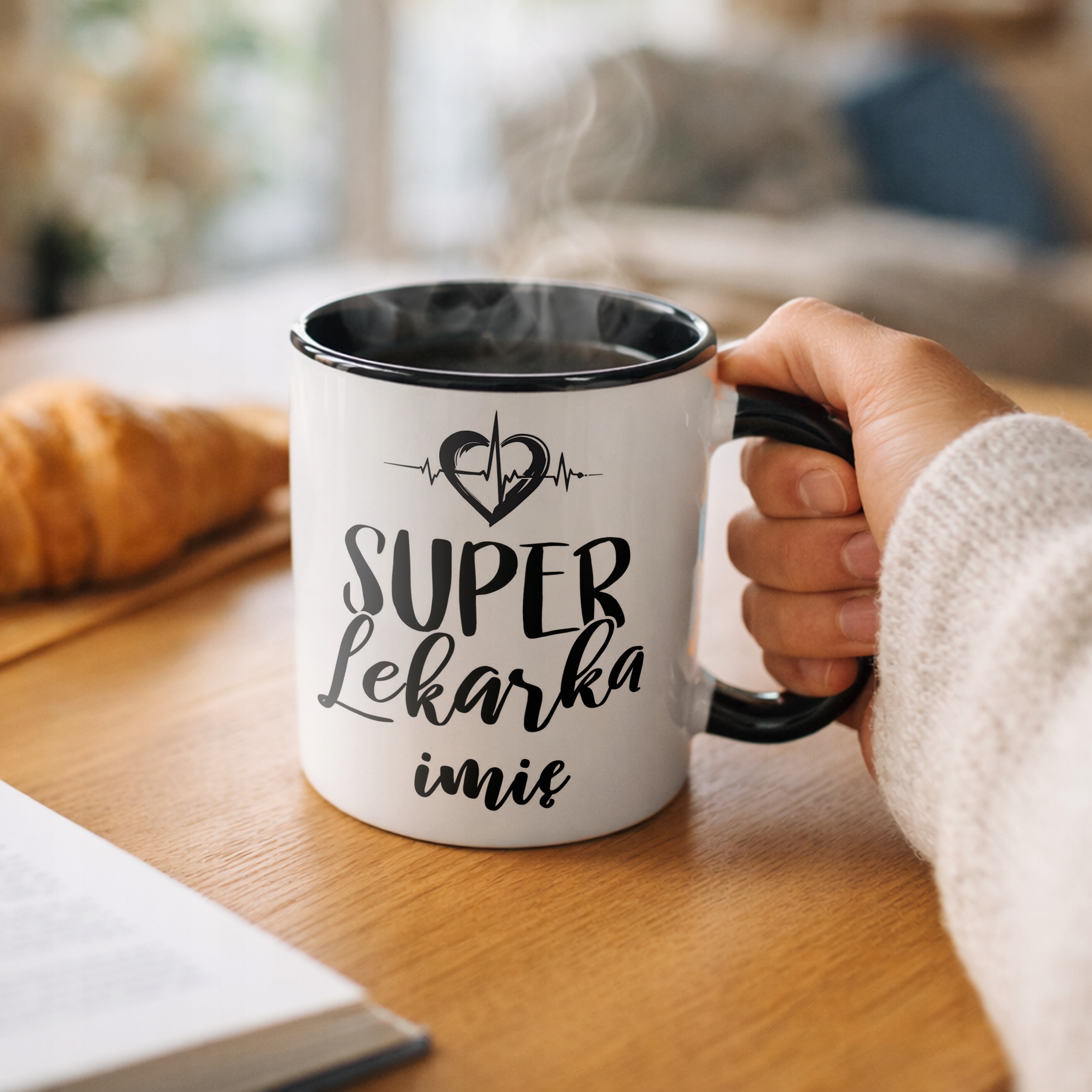 Kubek Czarny Personalizowany Super Lekarka Prezent Upominek