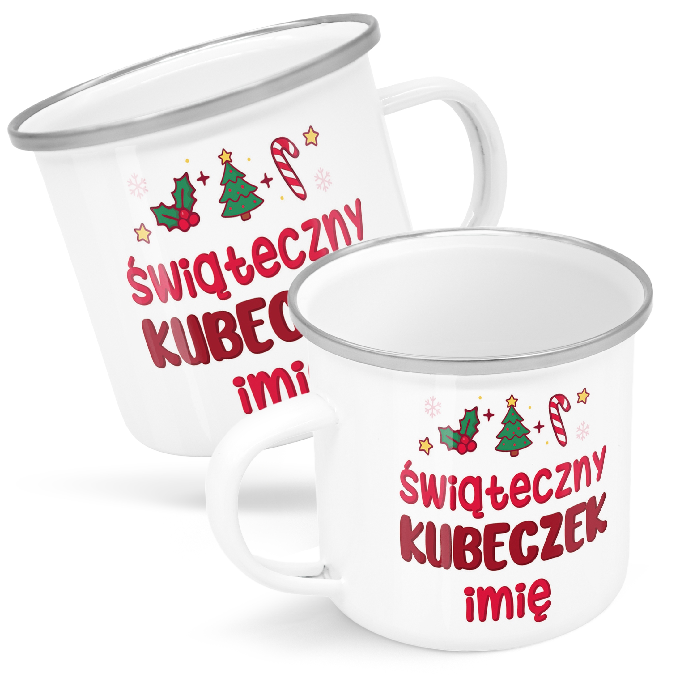 Emaliowany Kubek Garnuszek Personalizowany Świąteczny Prezent
