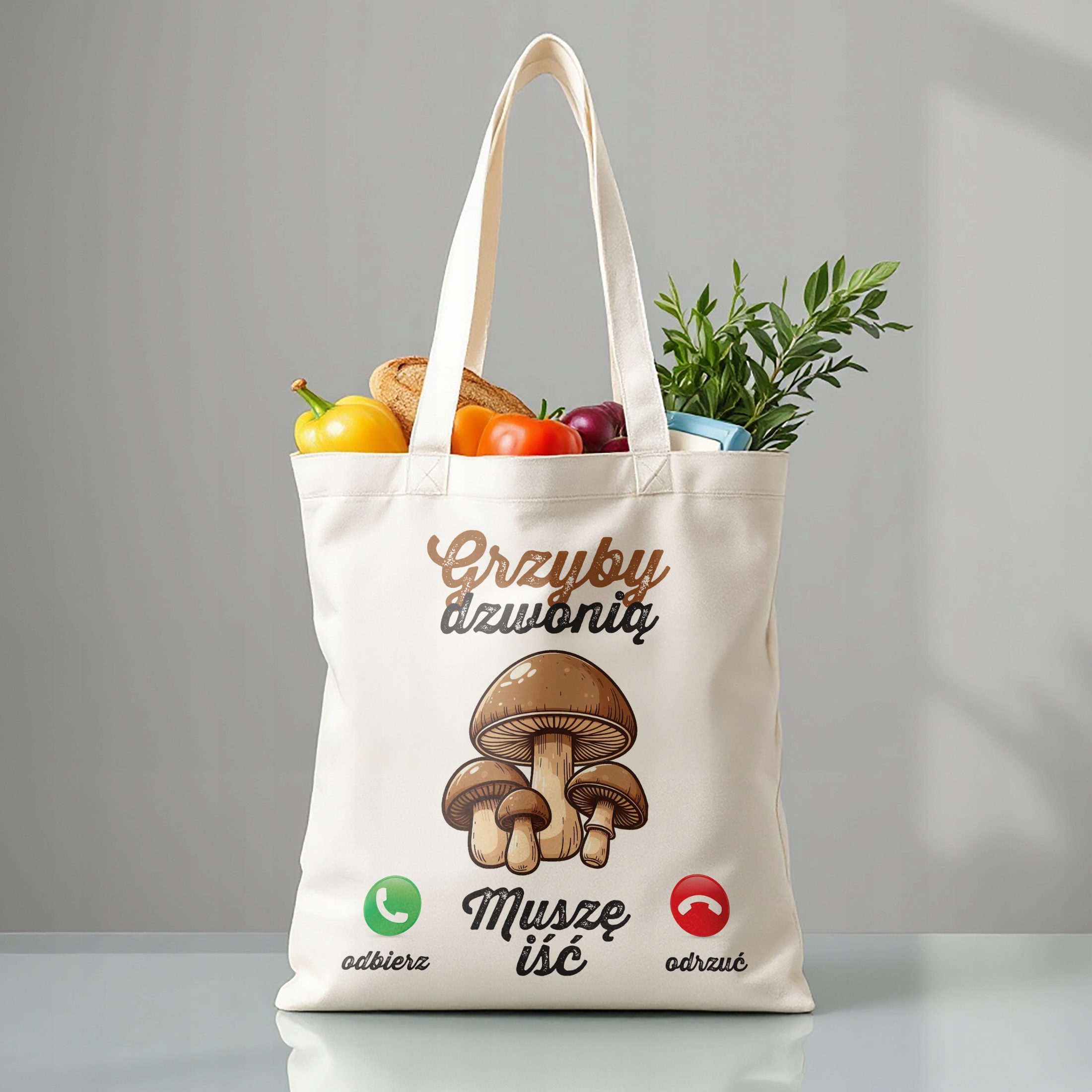 Torba bawełniana premium Grzyby Dzwonią Grzybiarz Prezent