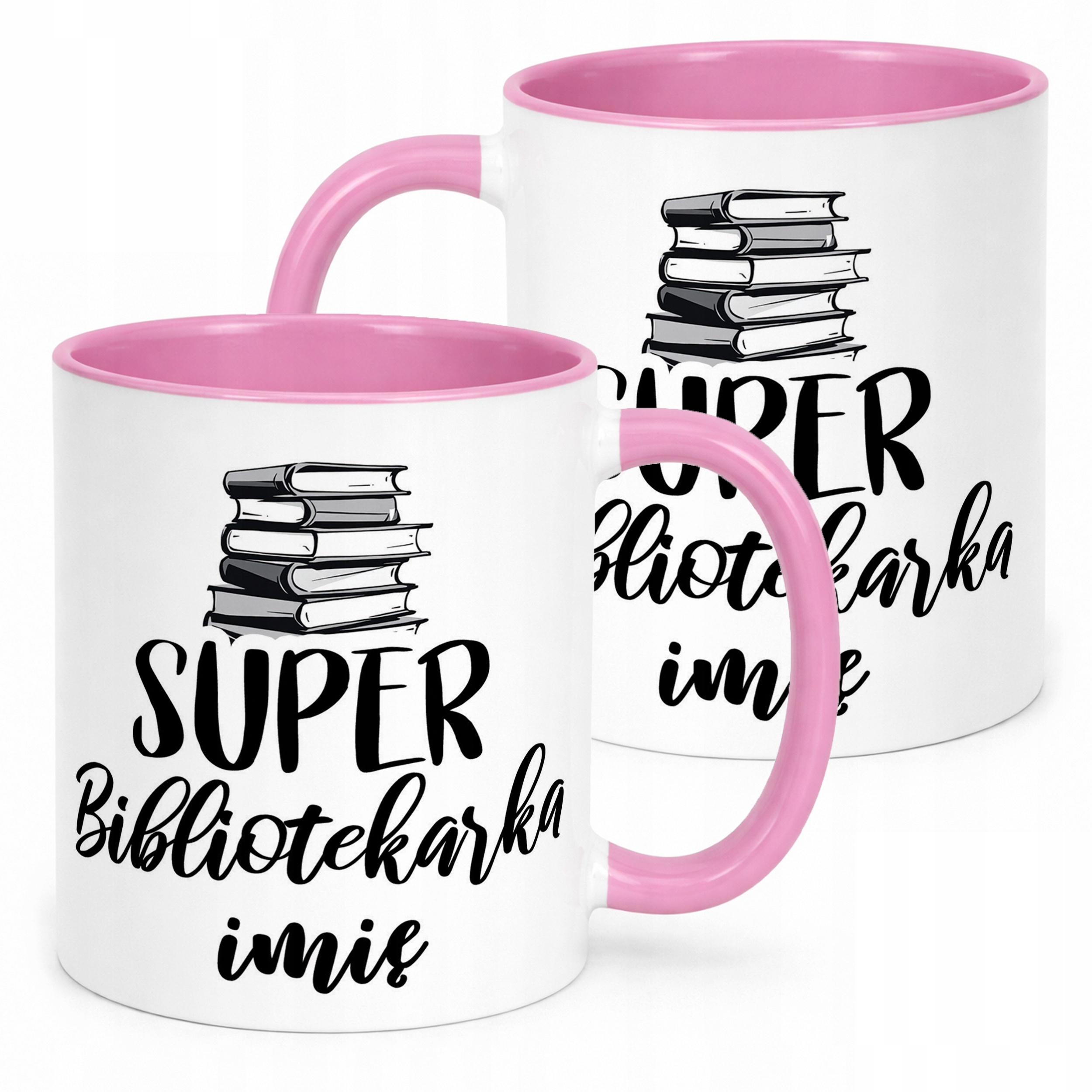 Kubek Różowy Personalizowany Super Bibliotekarka Prezent Upominek