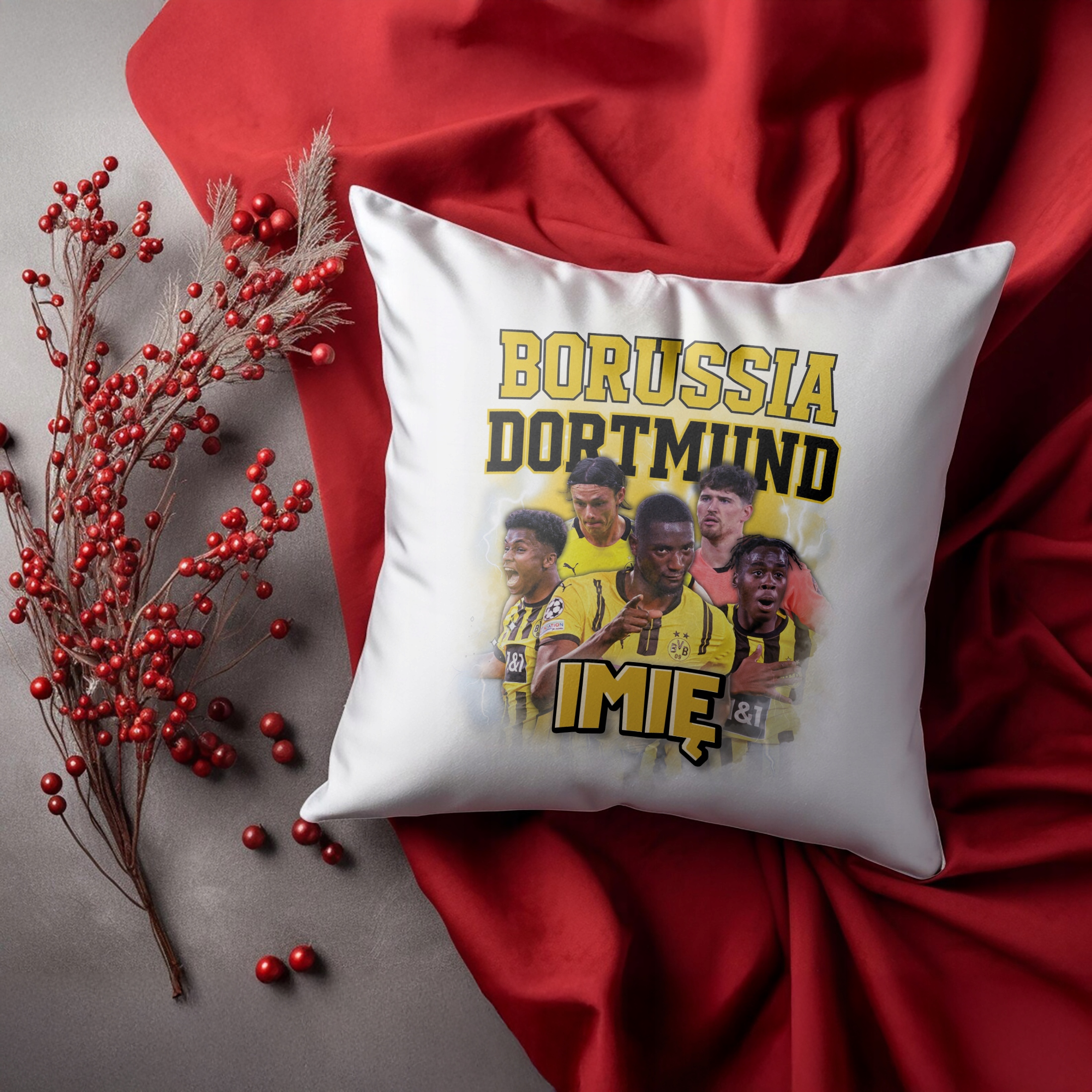 Zestaw personalizowany Kubek + Poduszka Borussia Dortmund Guirassy Adeyemi