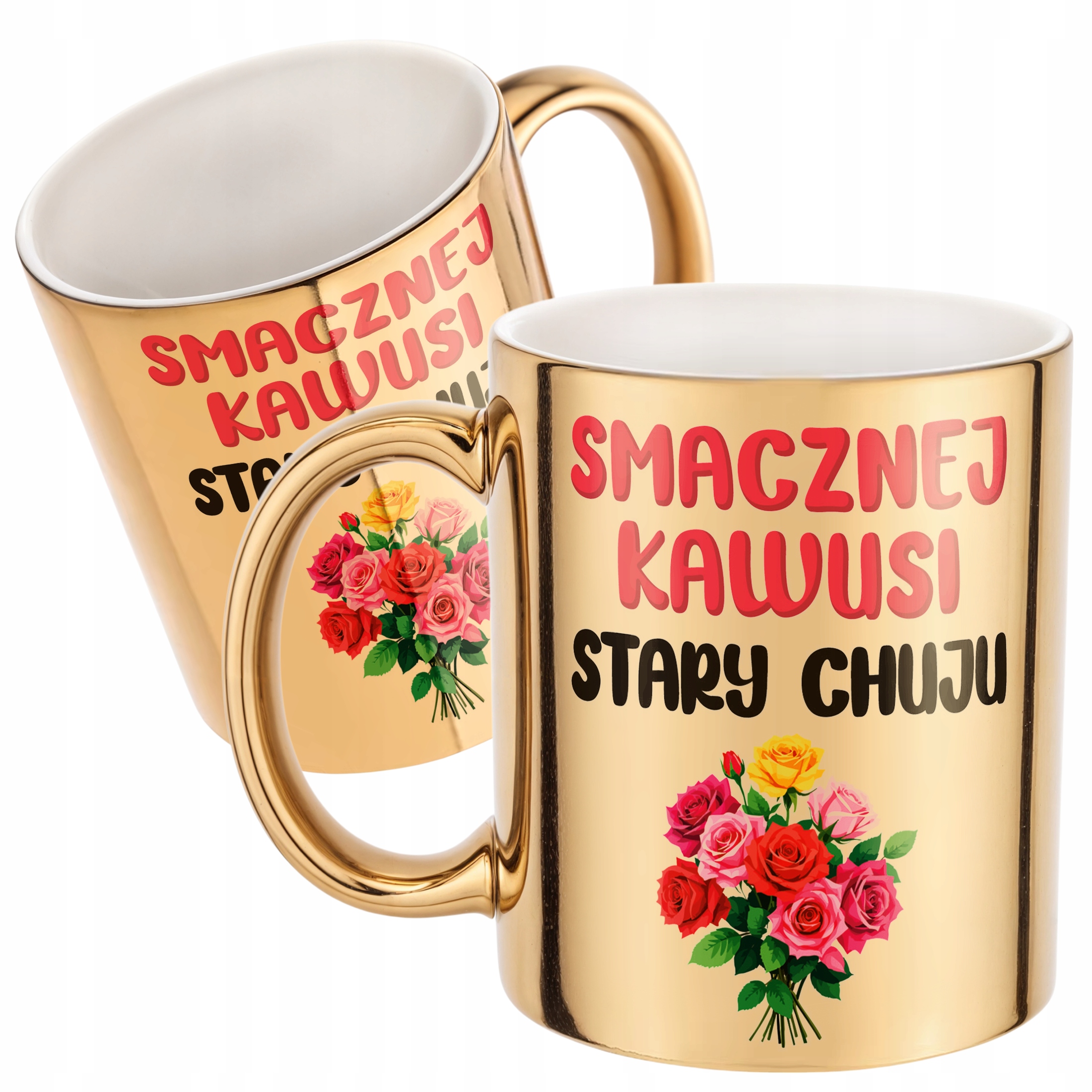 Złoty Kubek Smacznej Kawusi Stary Ch**u Śmieszny Zabawny Prezent
