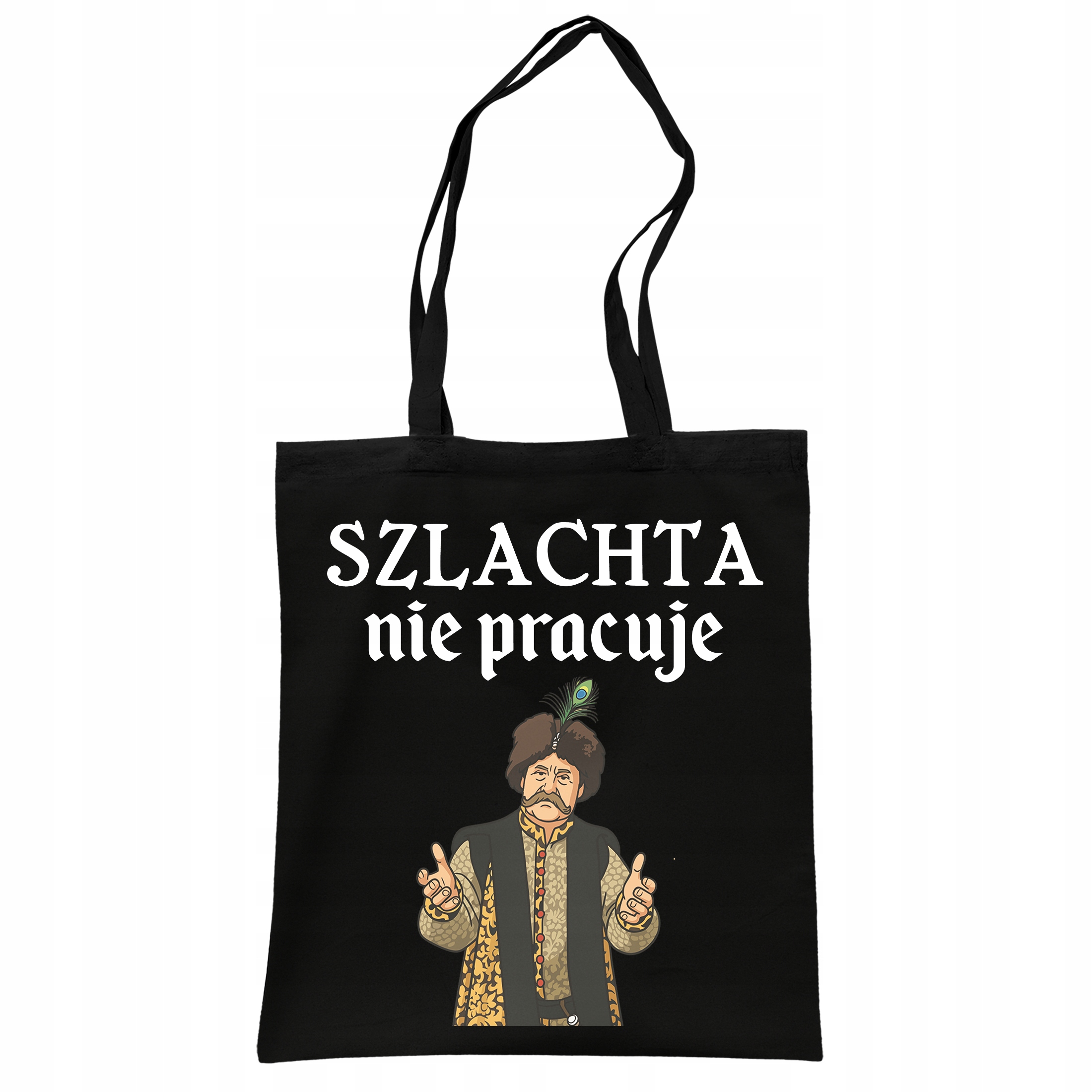 Torba bawełniana czarna na zakupy 1670 Szlachta Nie Pracuje