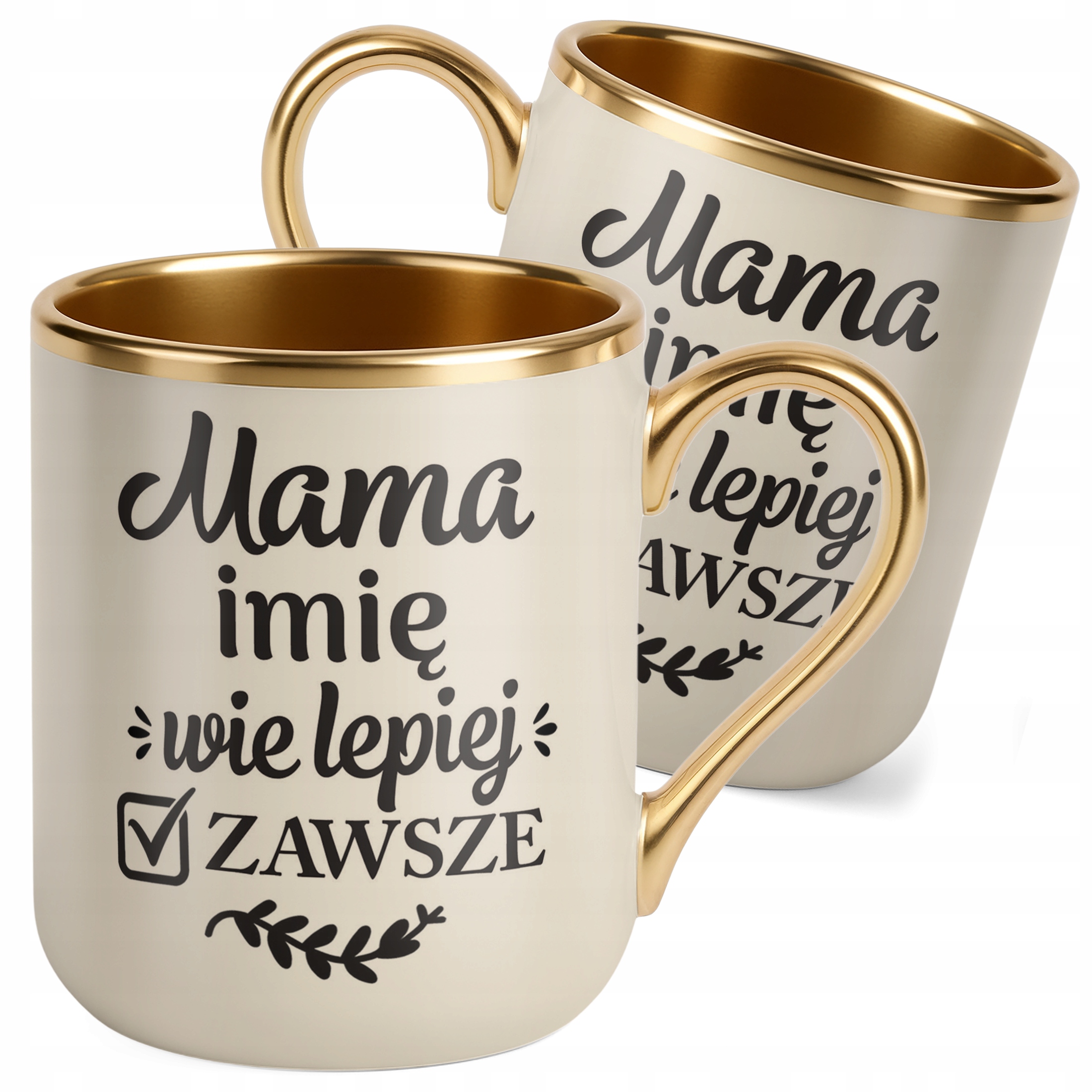 Kubek Premium Złoty Ecru Personalizowany Dzień Matki Dla Mamy