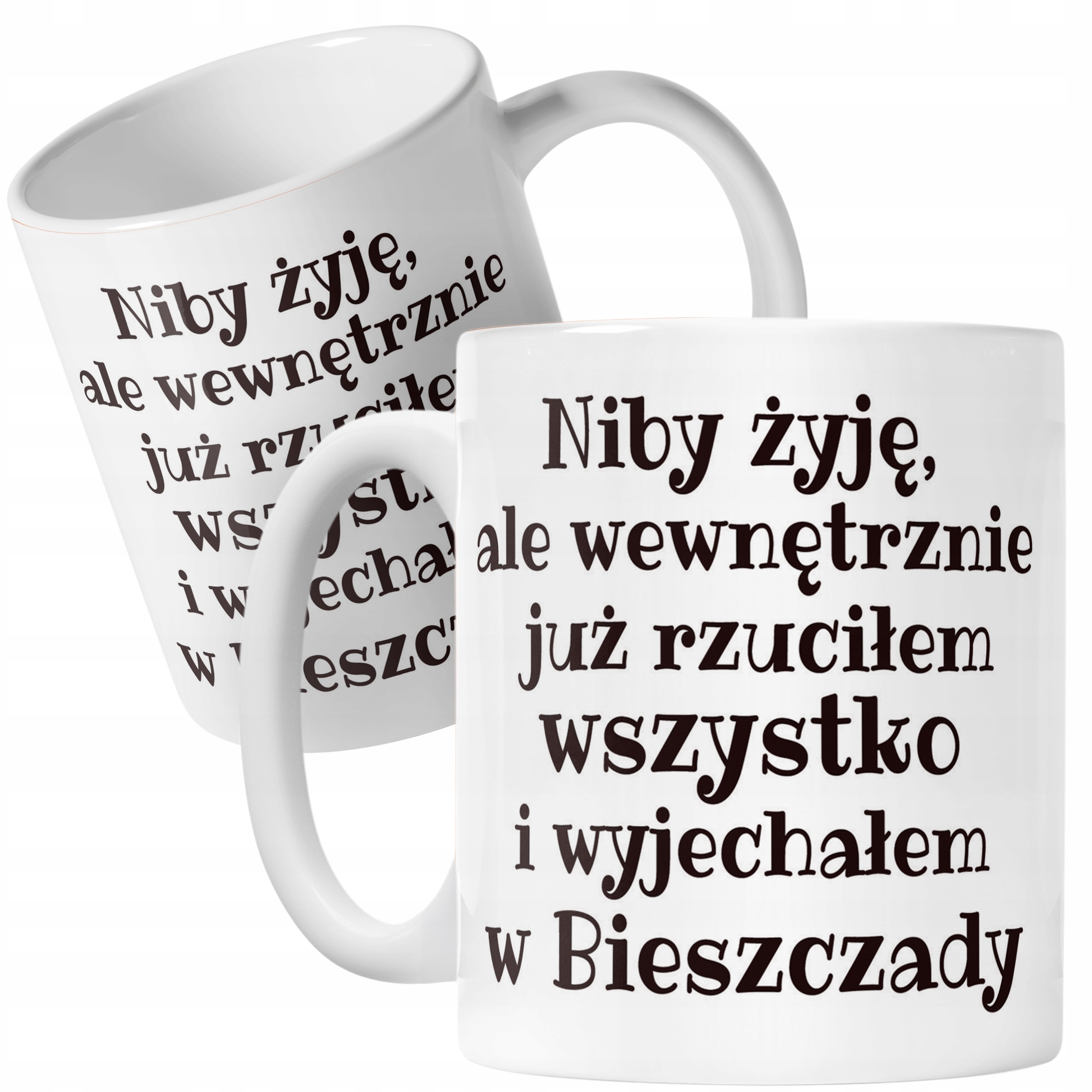 Kubek ceramiczny Niby Żyje Ale Wewnętrznie Śmieszny Zabawny Prezent