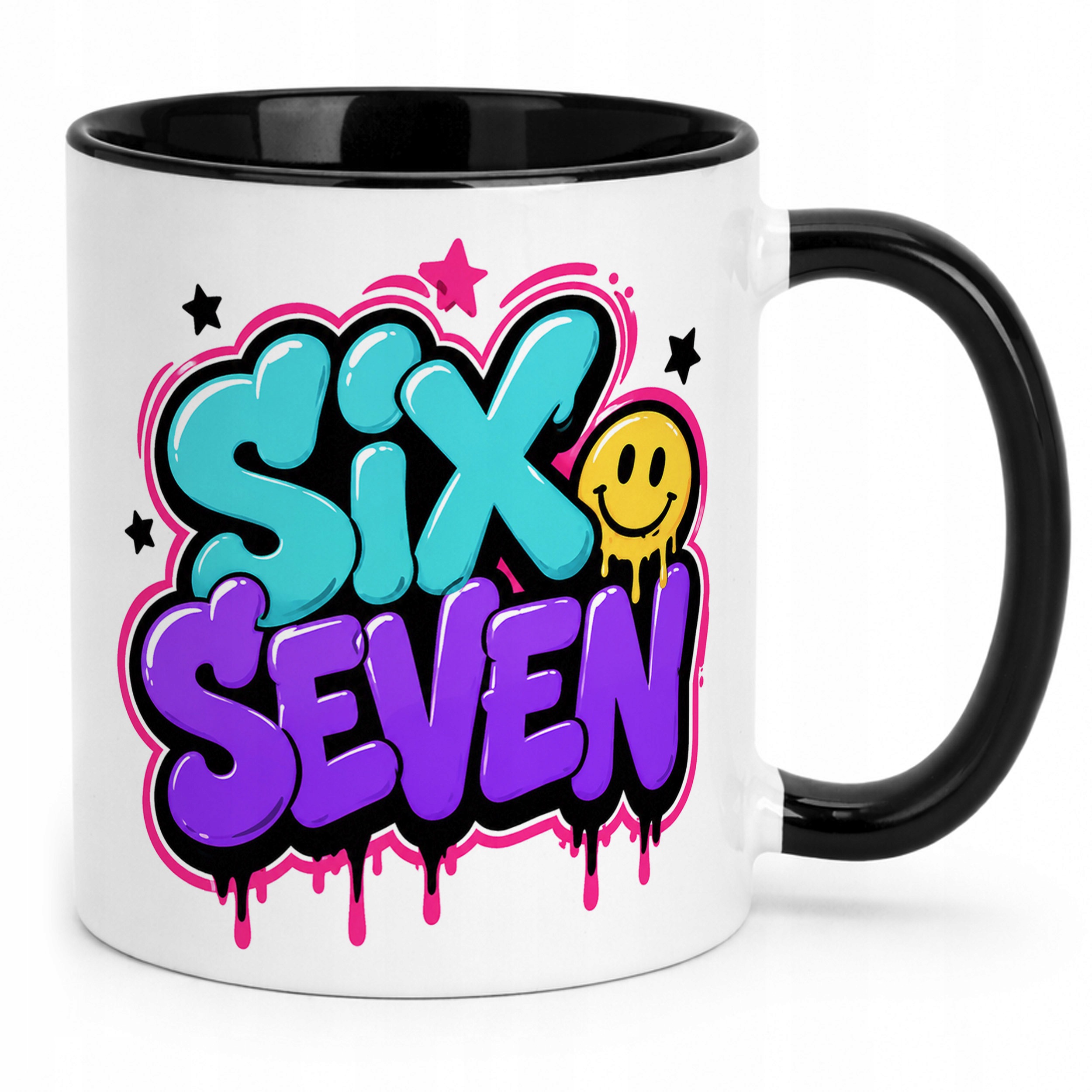 Zestaw Kubek Czarny Poduszka Z Nadrukiem SIX SEVEN Prezent