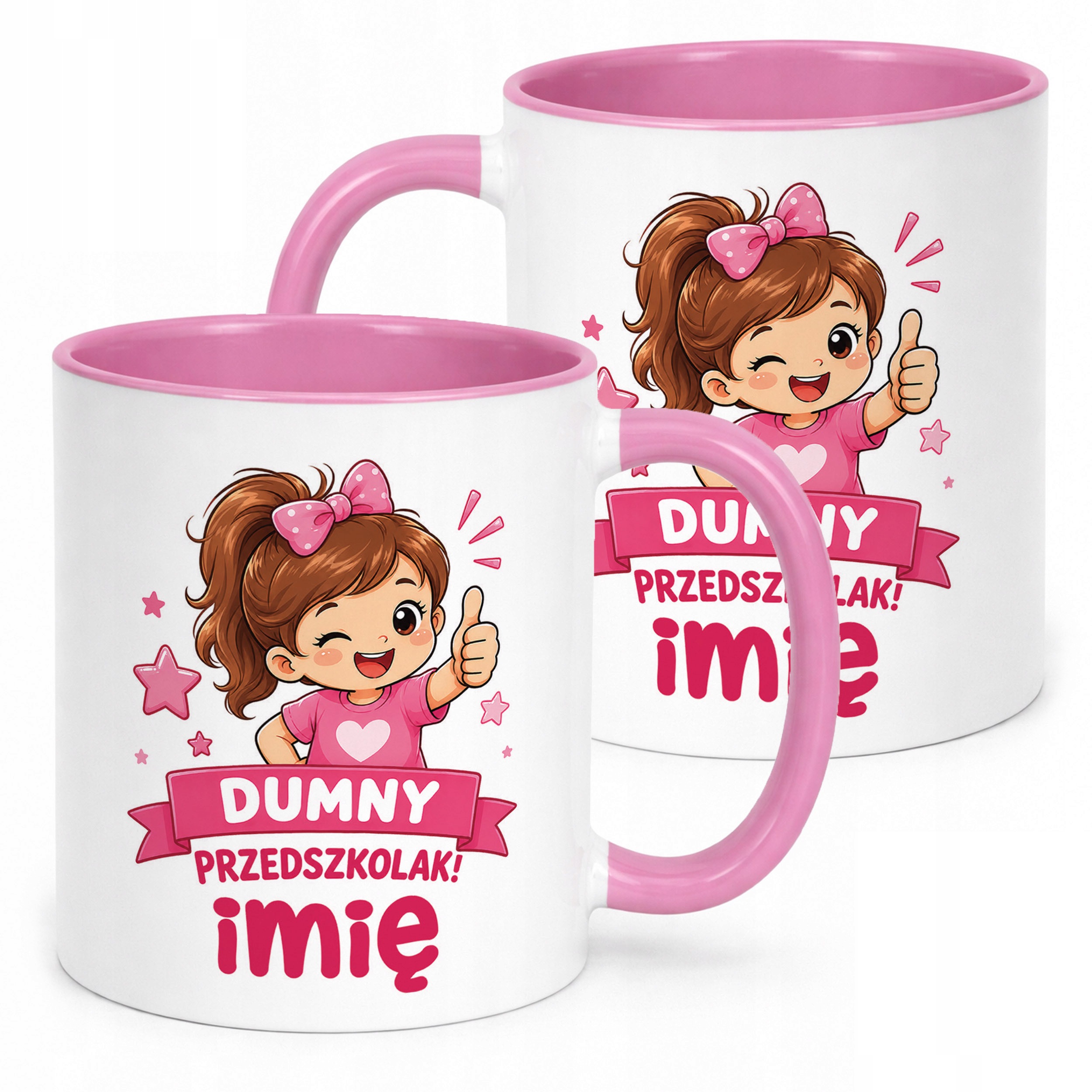 Kubek Różowy z nadrukiem personalizowany Przedszkolak Szkoła Dla Dzieci