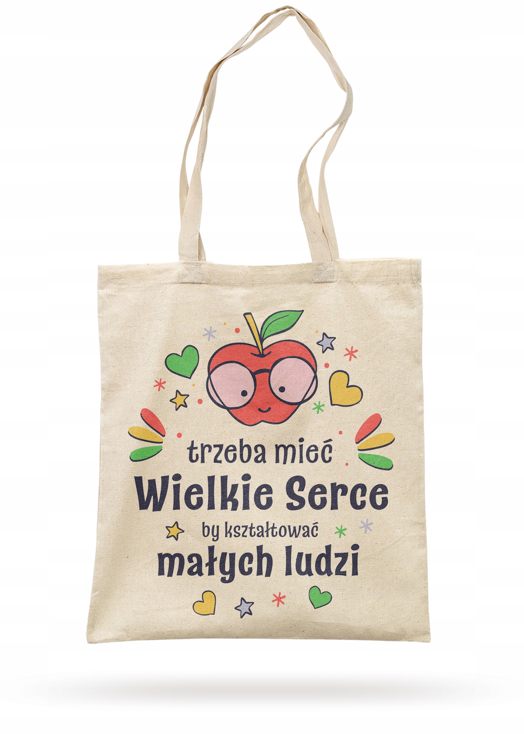 Torba bawełniana z dnem Dzień Nauczyciela Trzeba mieć wielkie serce Prezent