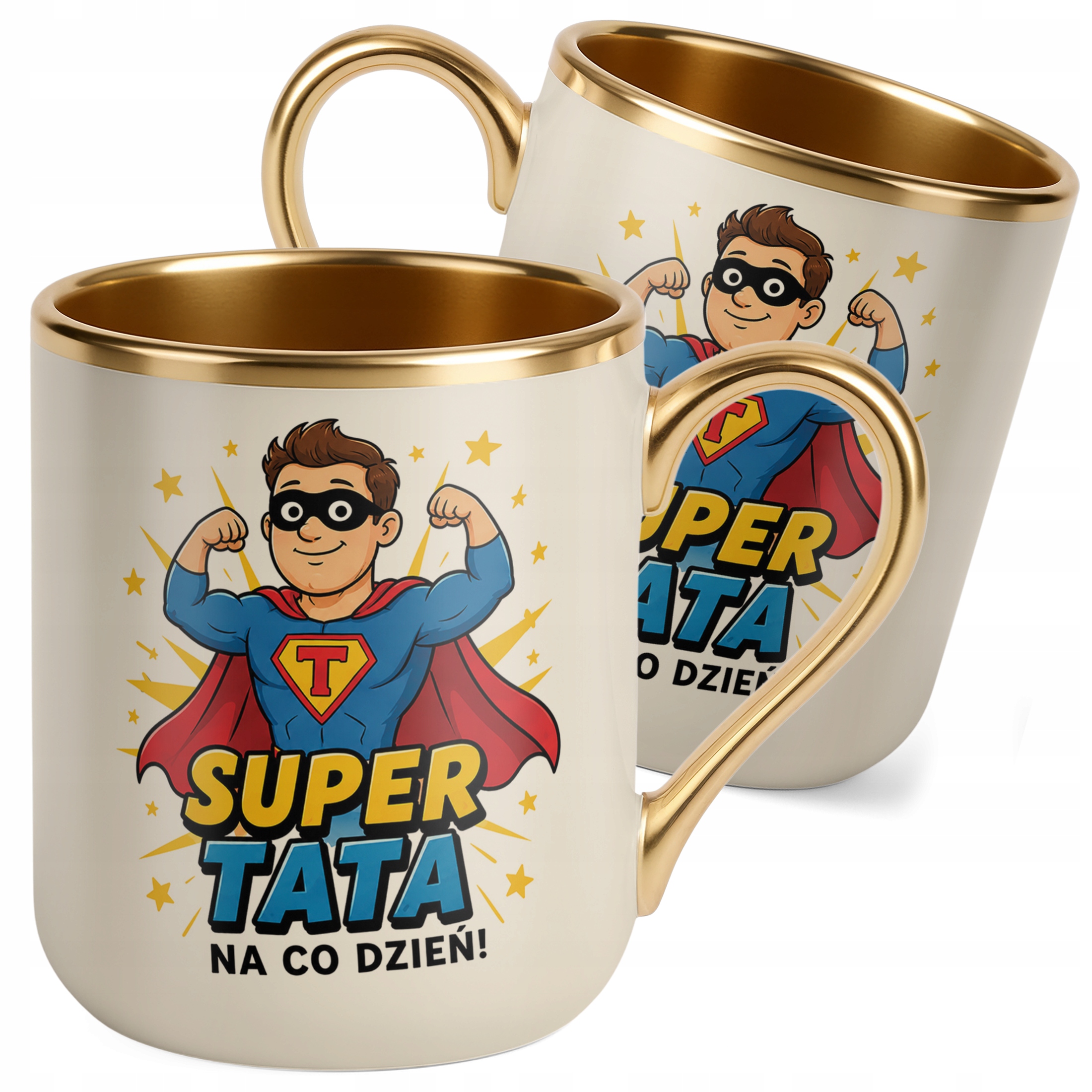 Kubek Premium Złoty Ecru upominek dla taty prezent na Dzień Ojca