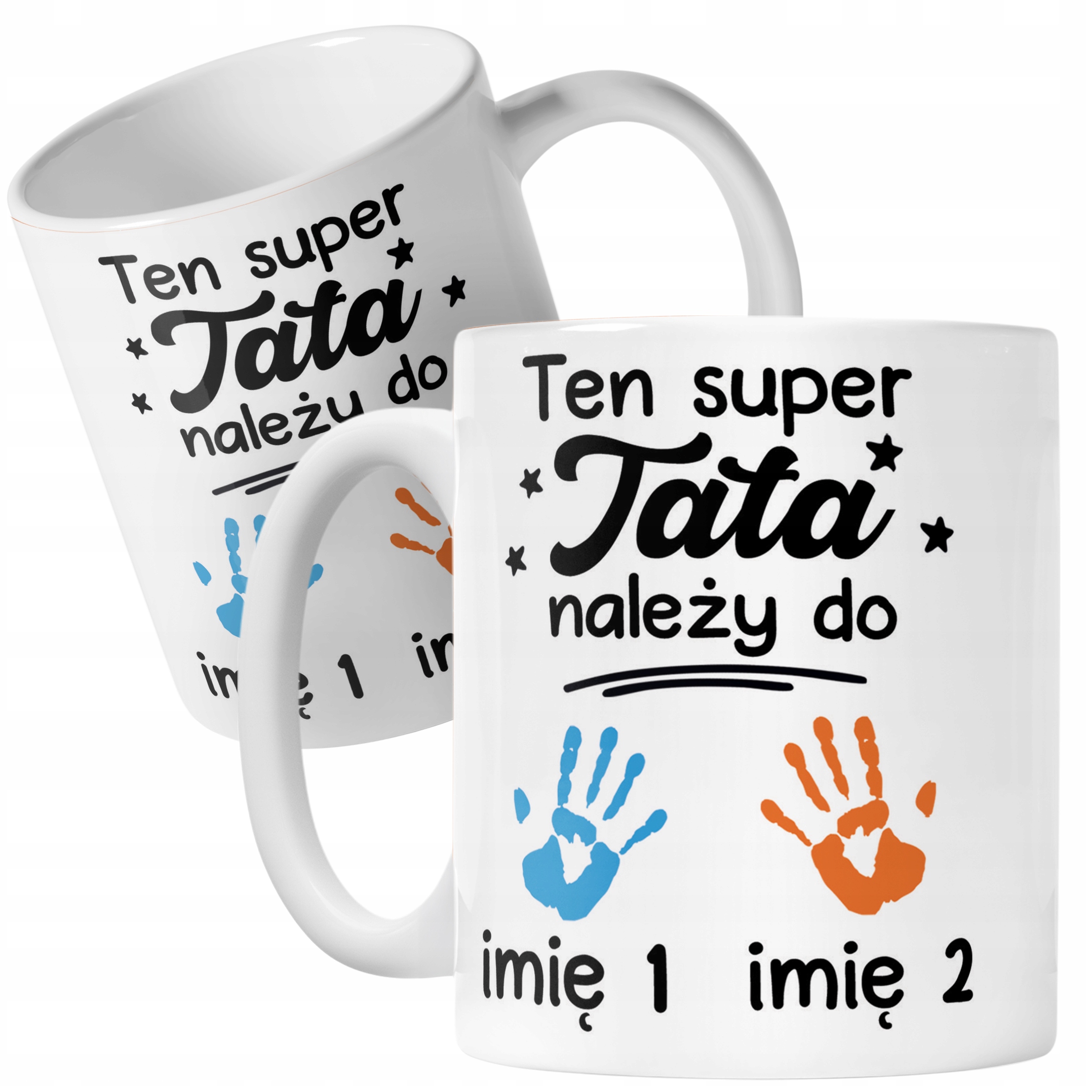 Kubek ceramiczny Personalizowany Dzień Ojca Tata Należy Do 2 Dzieci