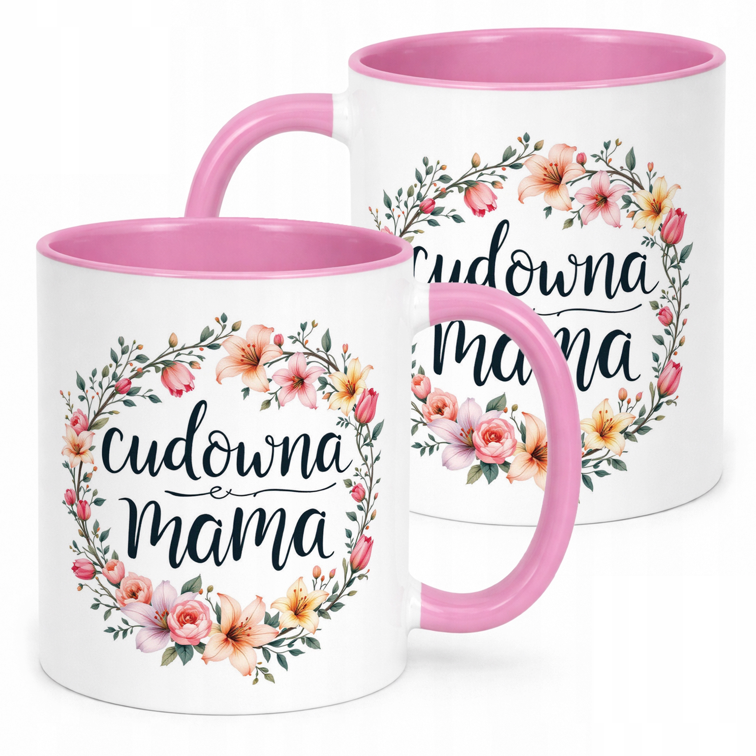 Kubek Różowy Dzień Matki Dla Mamy Prezent Upominek Cudowna Mama