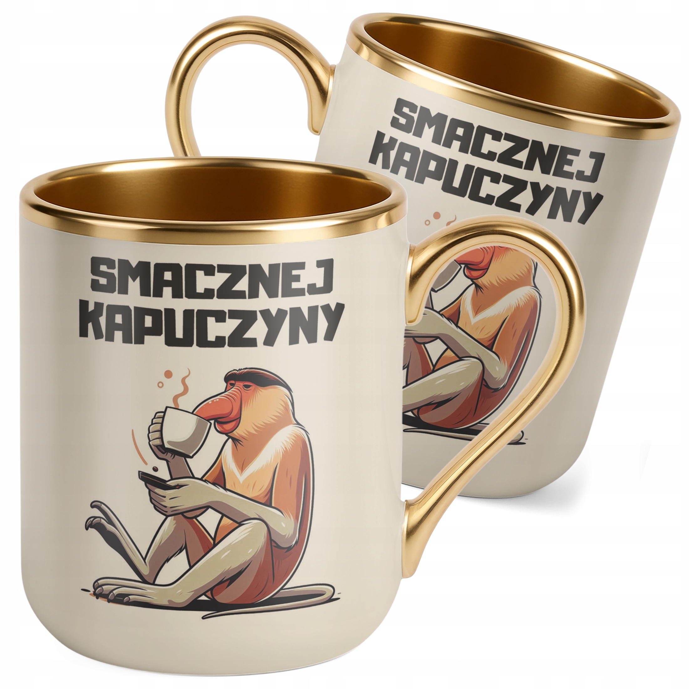 Kubek Premium Złoty Ecru Janusz Nosacz Kawa Zabawny Prezent