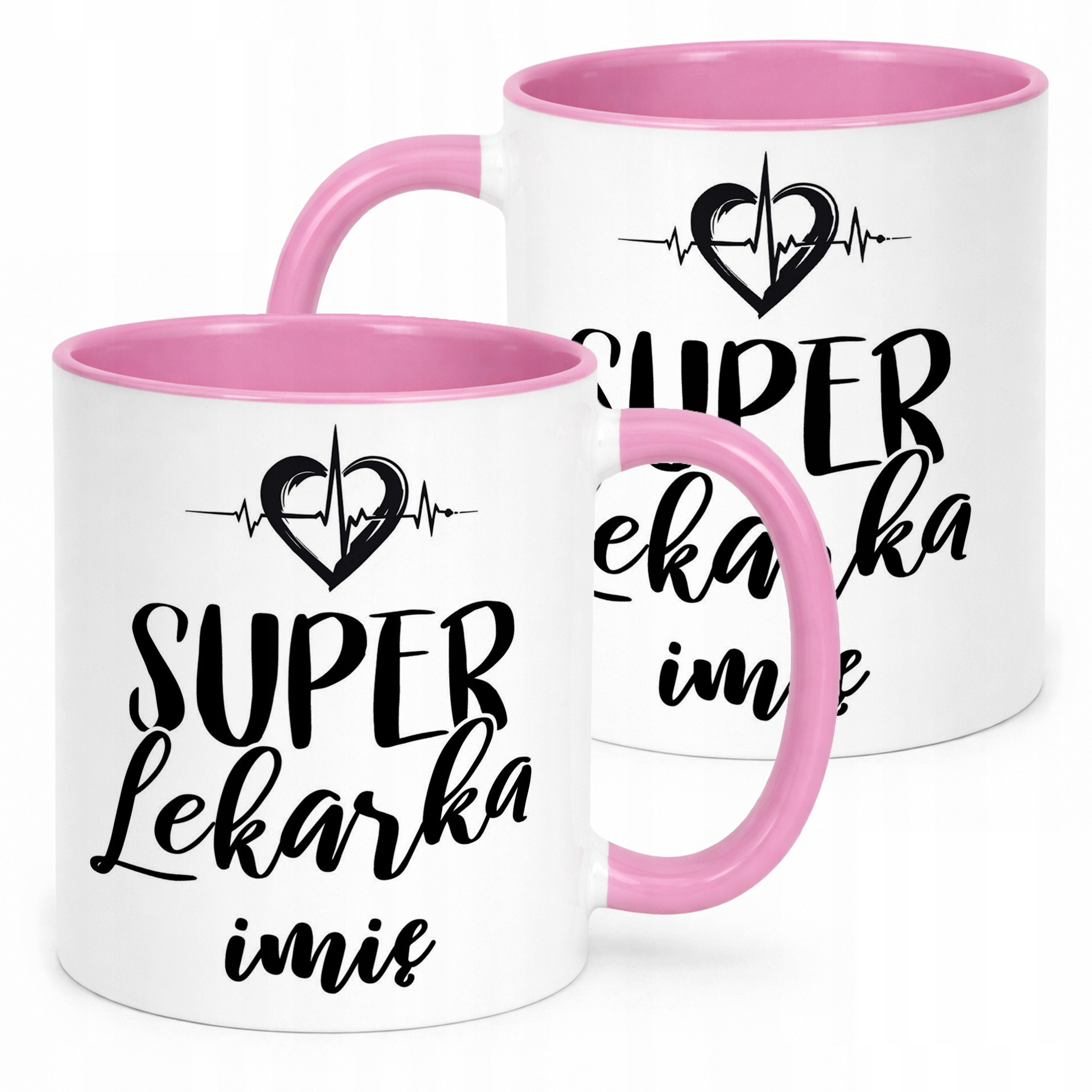 Kubek Różowy Personalizowany Super Lekarka Prezent Upominek