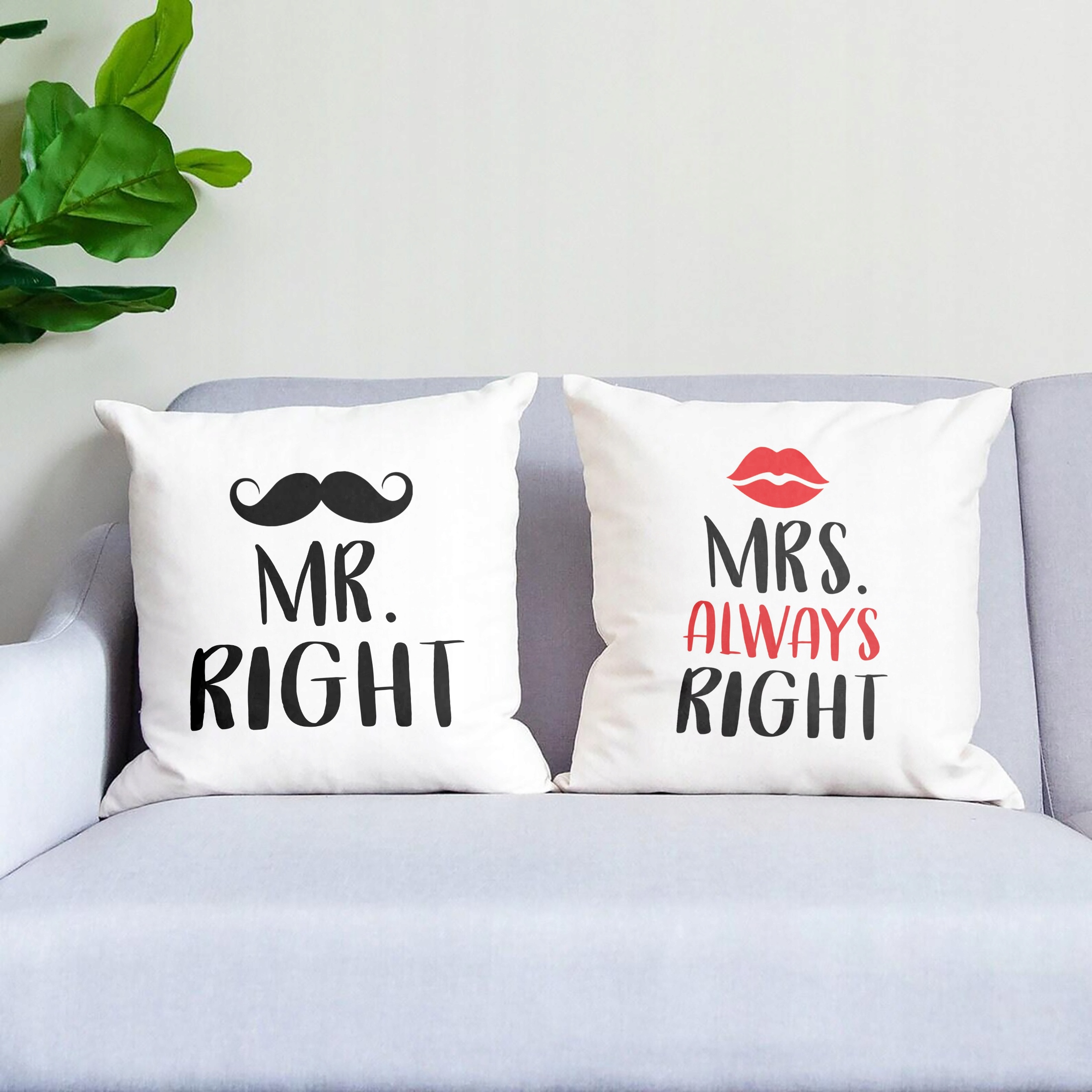 Zestaw Poduszek Walentynkowy Walentynek MR RIGHT & MRS ALWAYS RIGHT