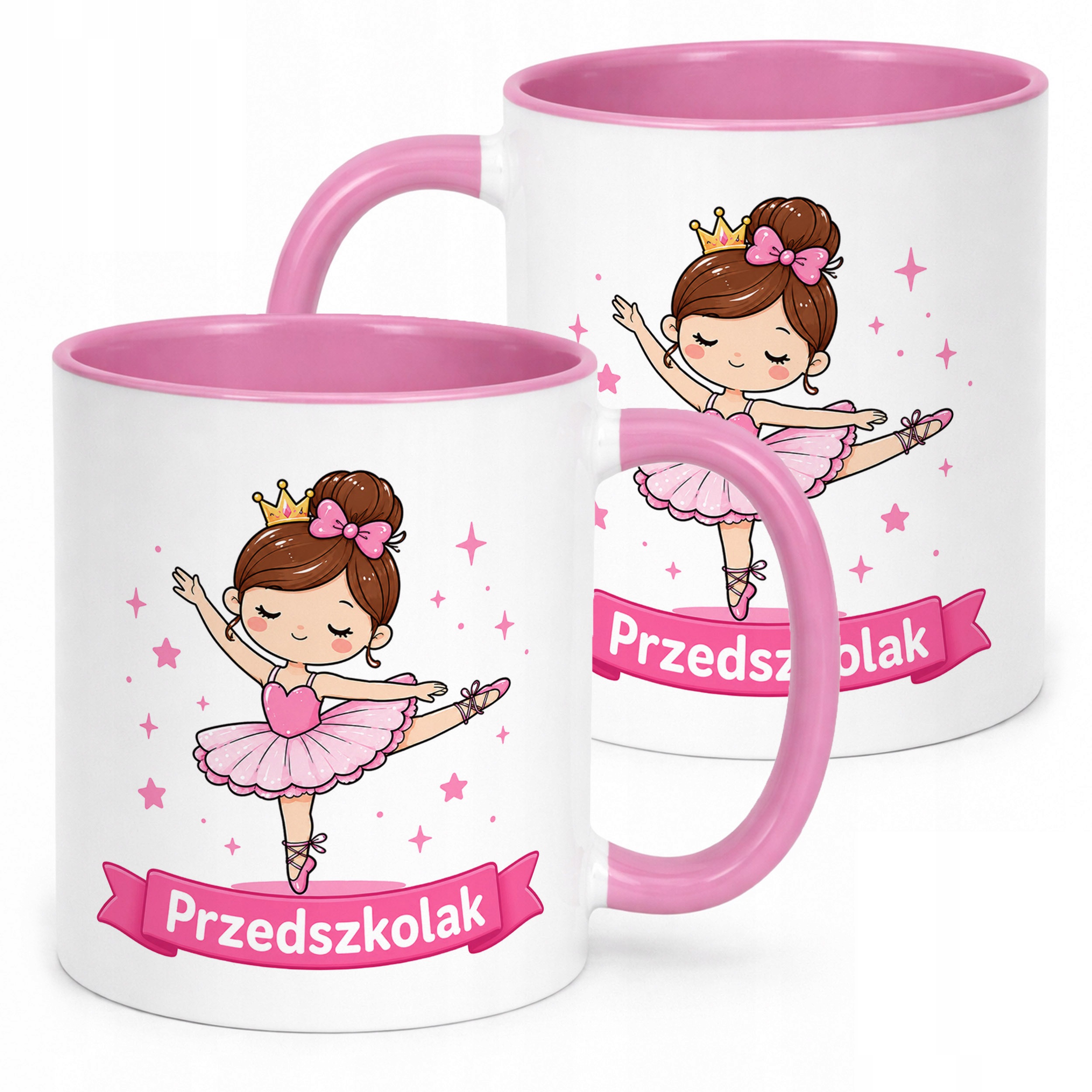 Kubek Różowy z nadrukiem Przedszkolak Szkoła Dla Dzieci Prezent
