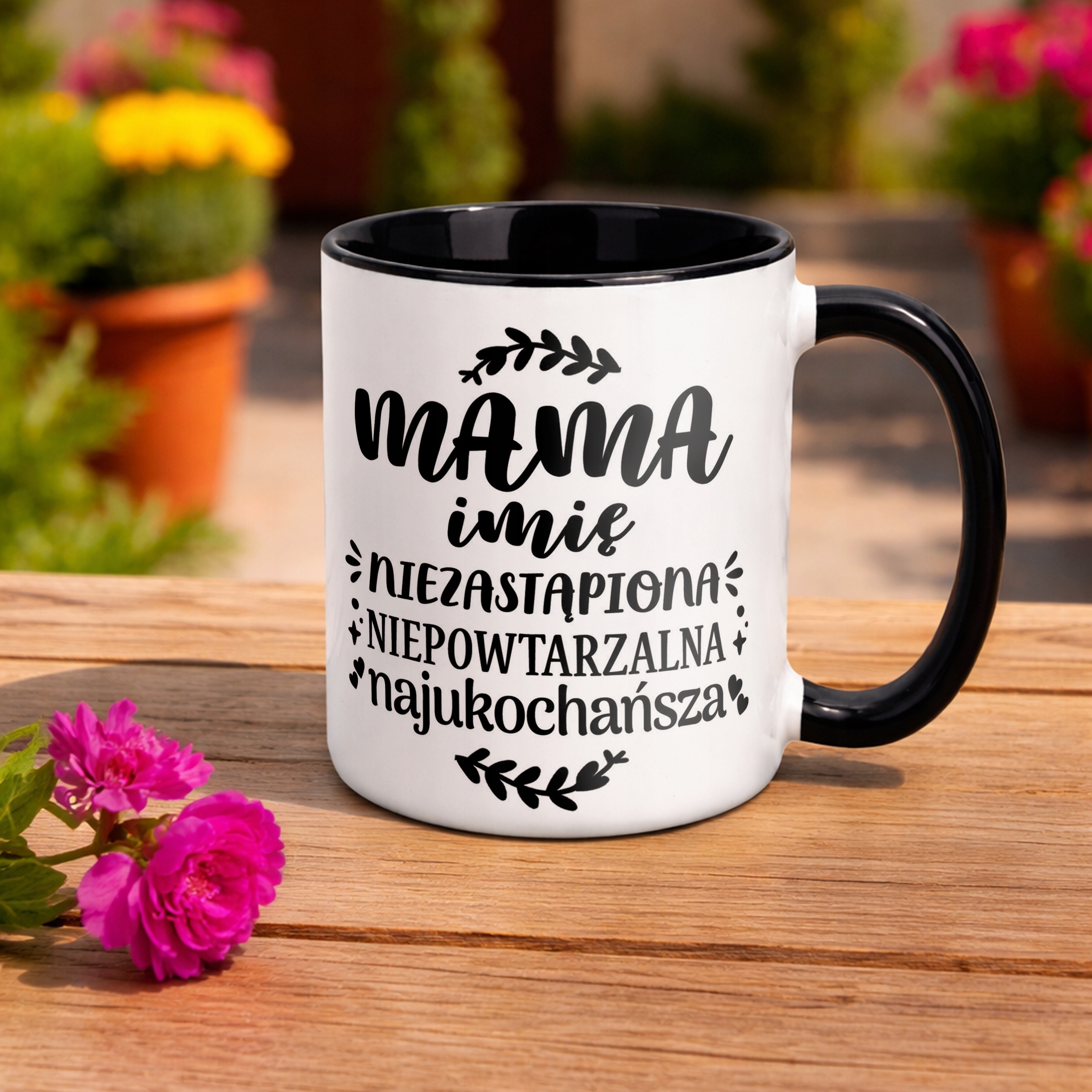 Kubek Czarny Personalizowany Dzień Matki Dla Mamy Prezent Upominek