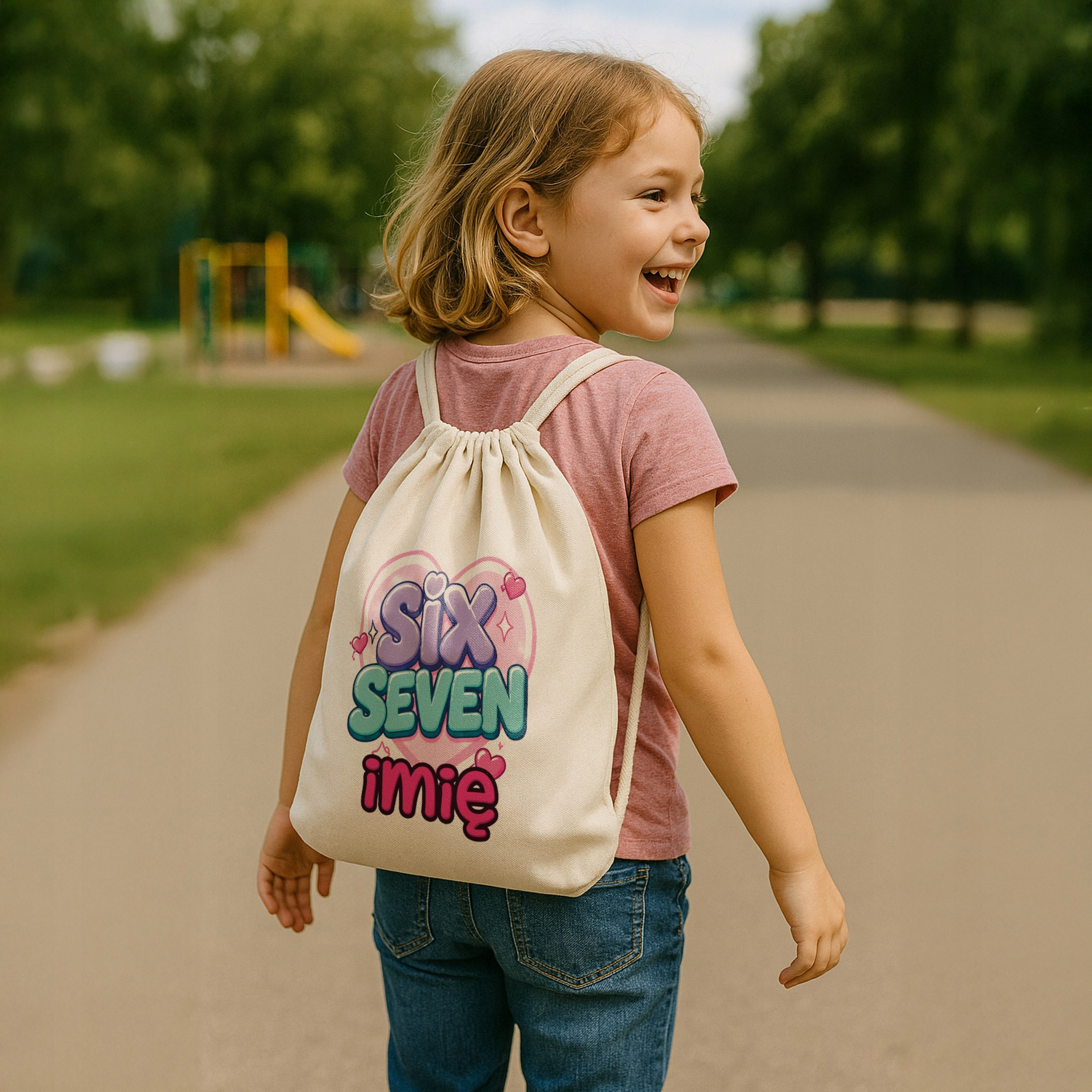 Zestaw Personalizowany Plecak Worek Kubek Czarny 67 Six Seven Prezent