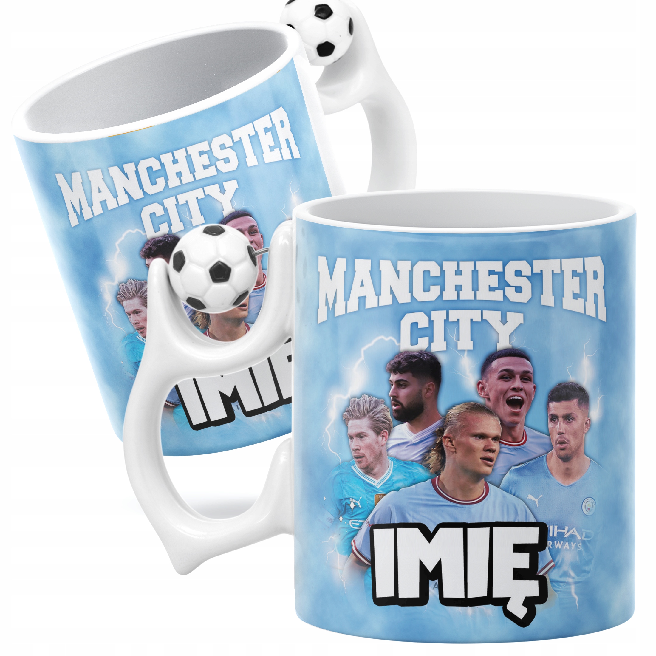 Kubek piłkarski personalizowany Manchester City Haaland De Bruyne