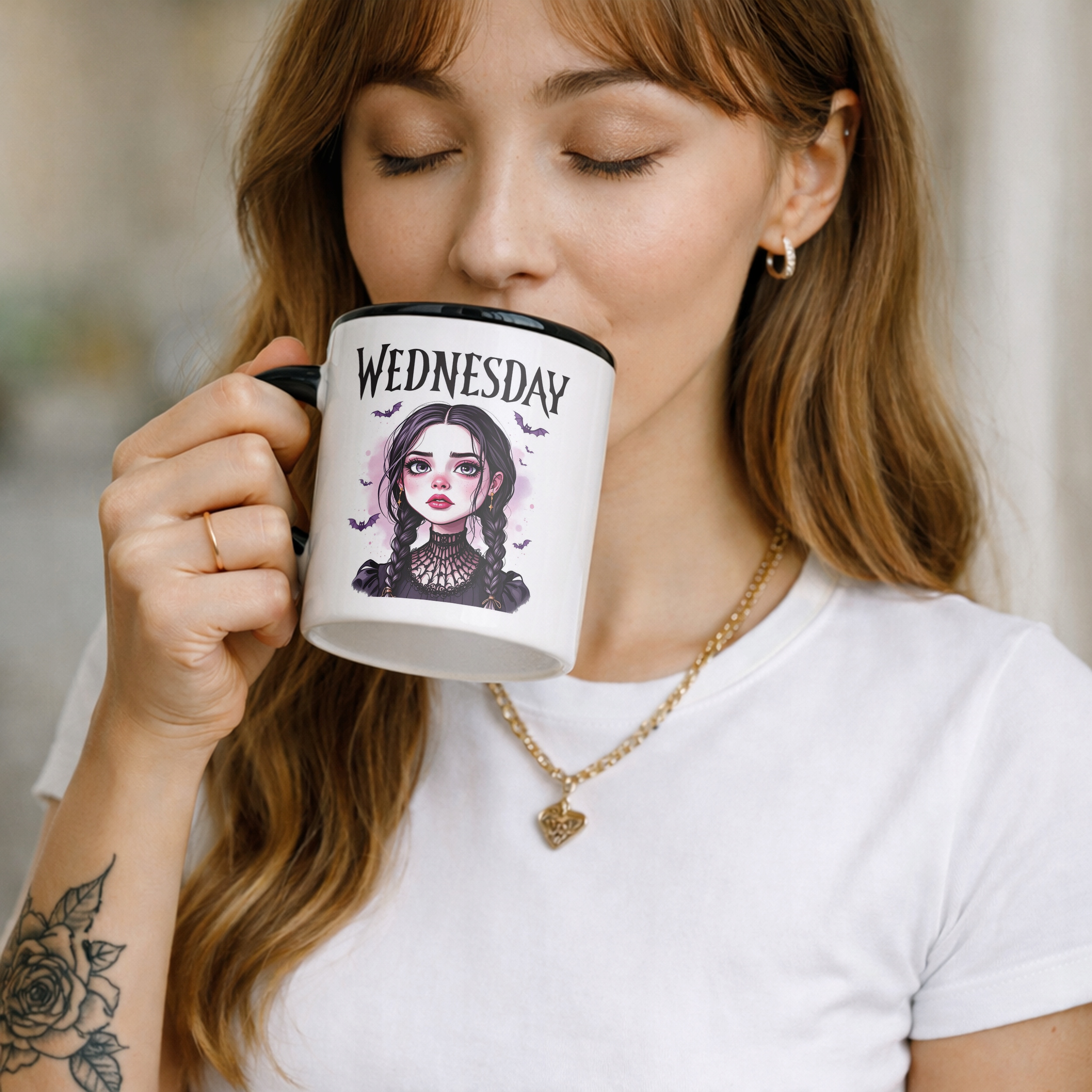 Kubek Czarny Nevermore Wednesday Addams Dla Fanów Prezent