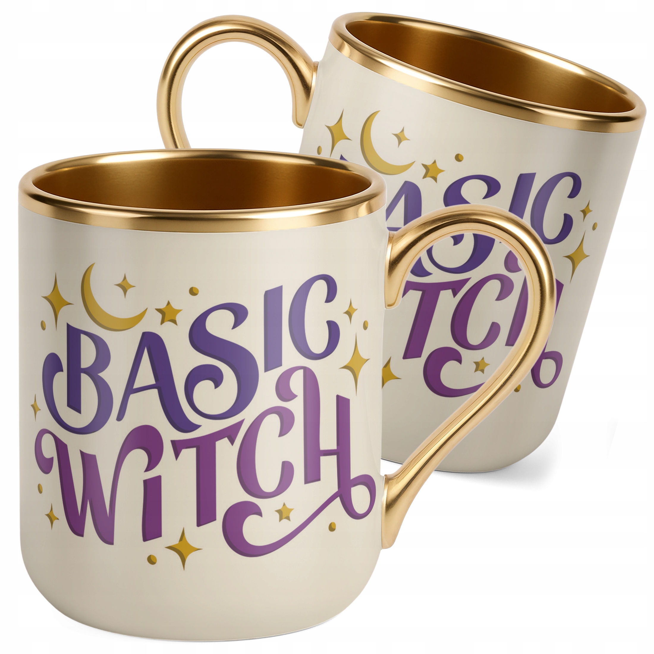 Kubek Premium Złoty Ecru Halloween Basic Witch Jesień Wiedźma Prezent