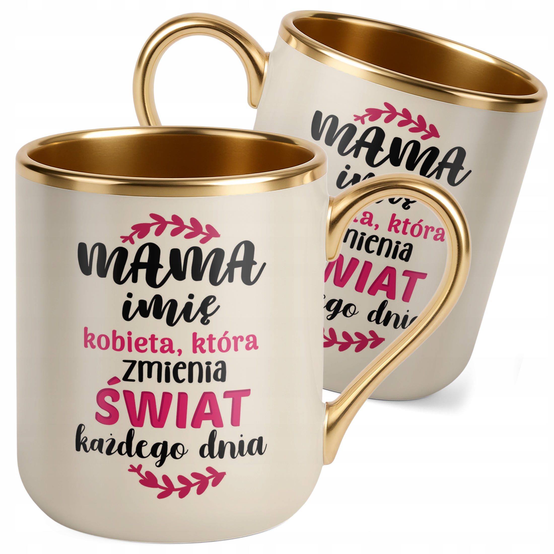 Kubek Premium Złoty Ecru Personalizowany Dzień Matki Dla Mamy