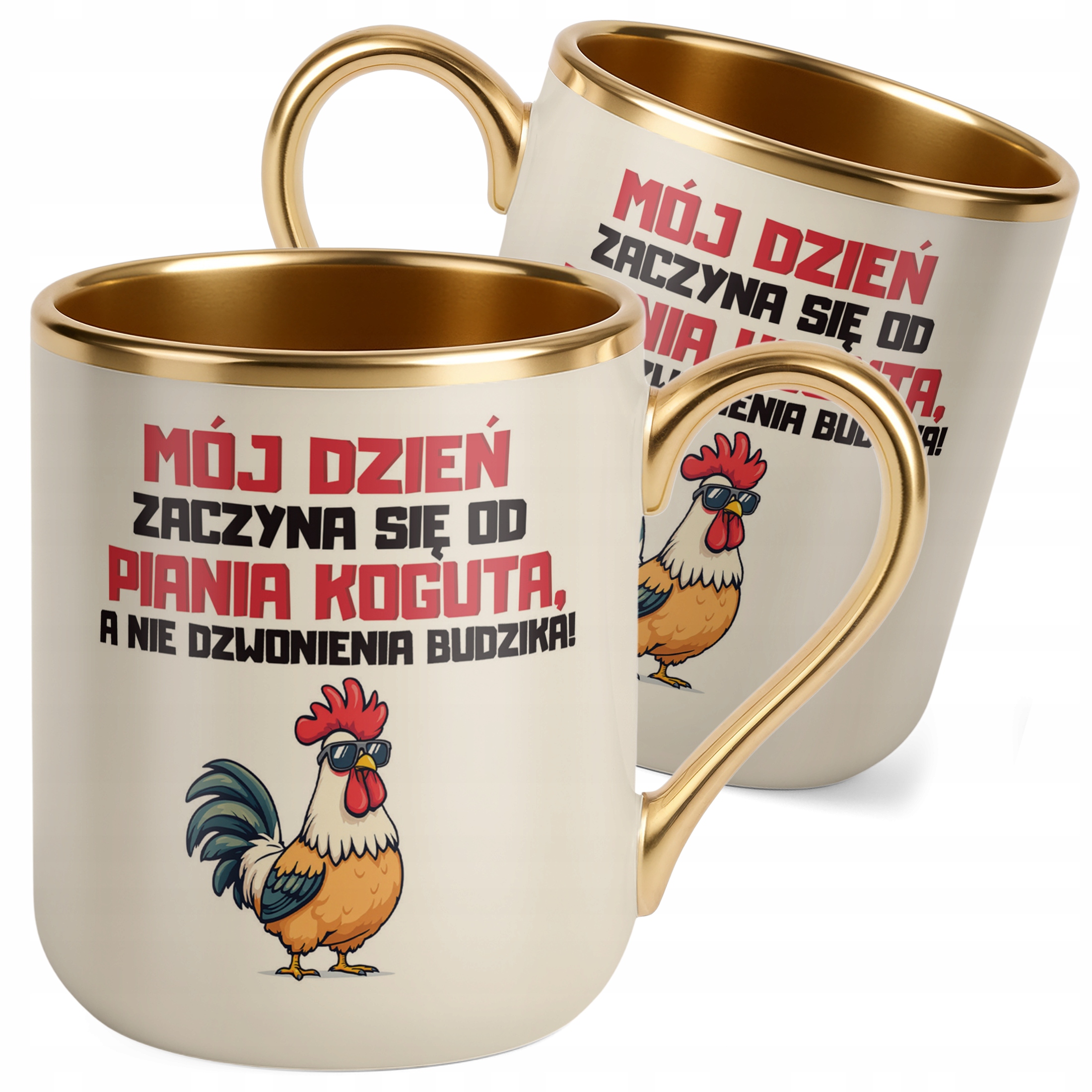 Kubek Premium Złoty Ecru Rolnik Dla Rolnika Traktor Zabawny Prezent