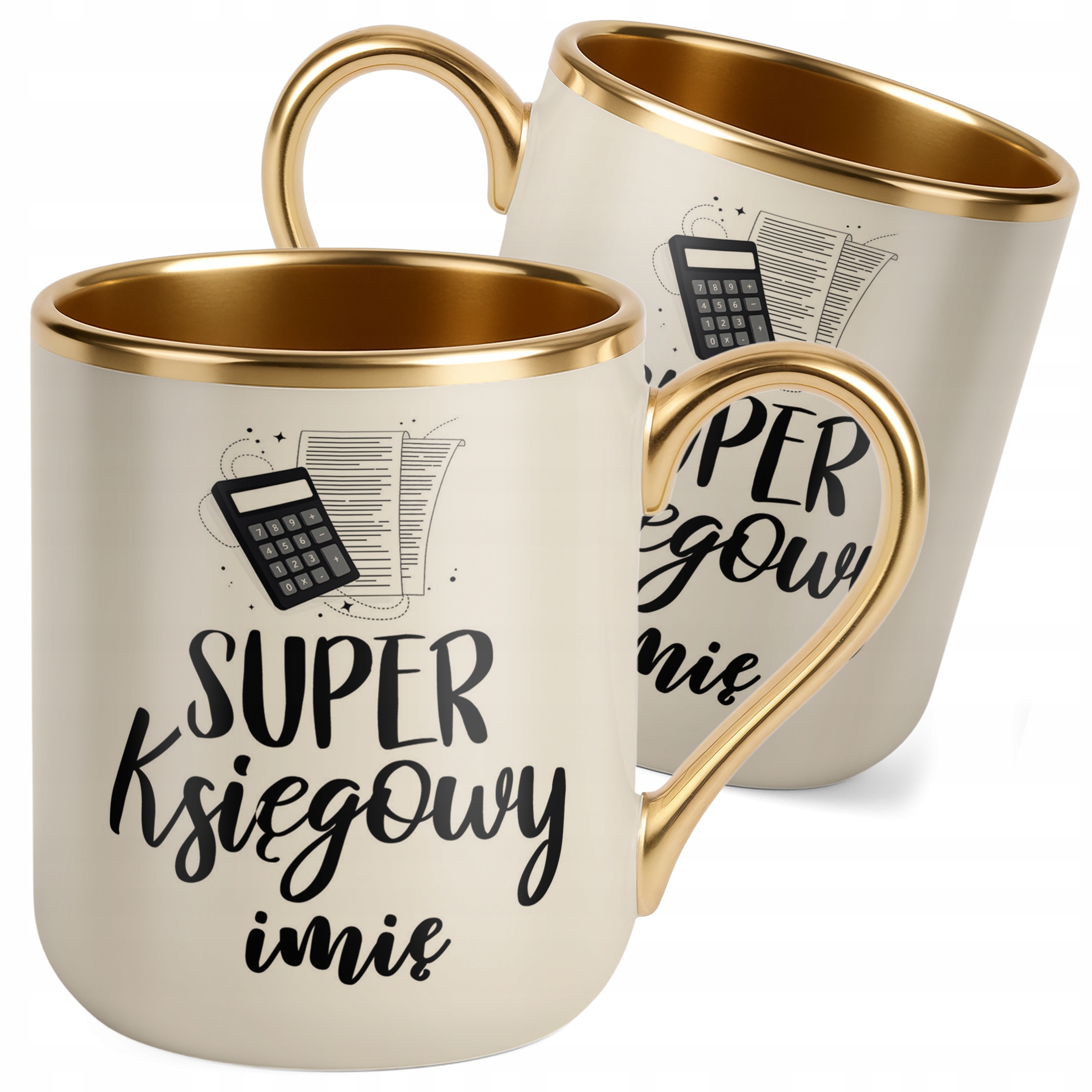 Kubek Premium Złoty Ecru Personalizowany Super Księgowy