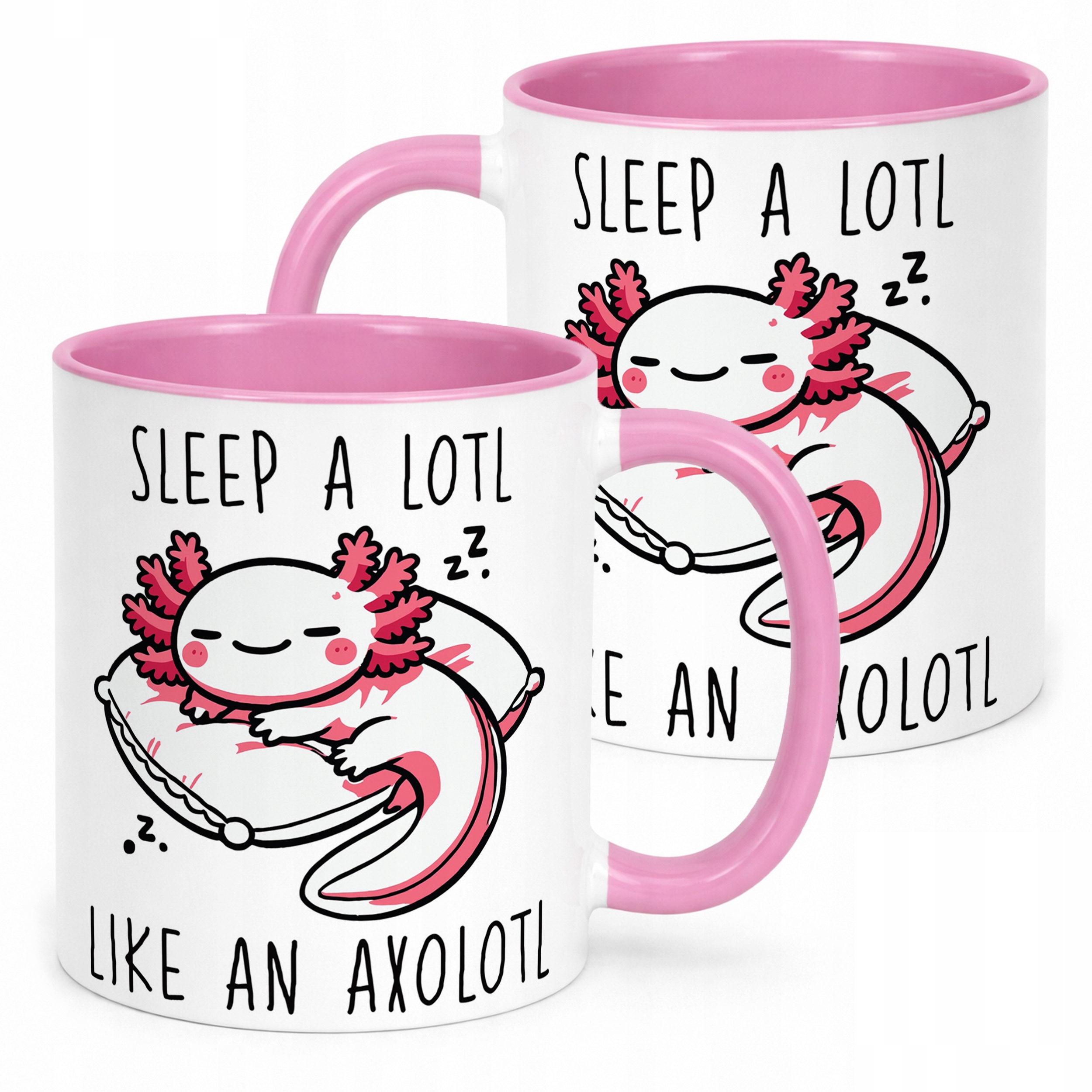 Śliczny różowy kubeczek dziecięcy Aksolotl Axolotl Uśmiechnięty Zwierzak