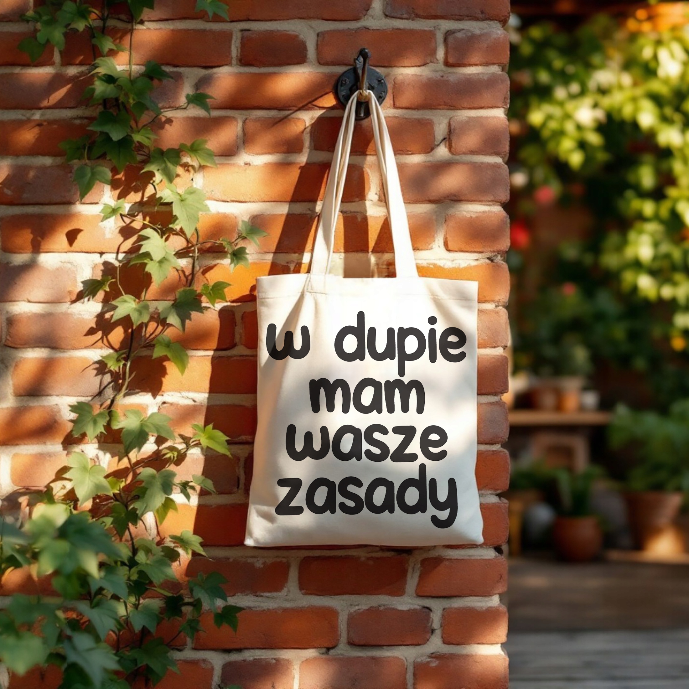 Torba bawełniana na zakupy W D*pie Mam Wasze Zasady Zabawny Prezent