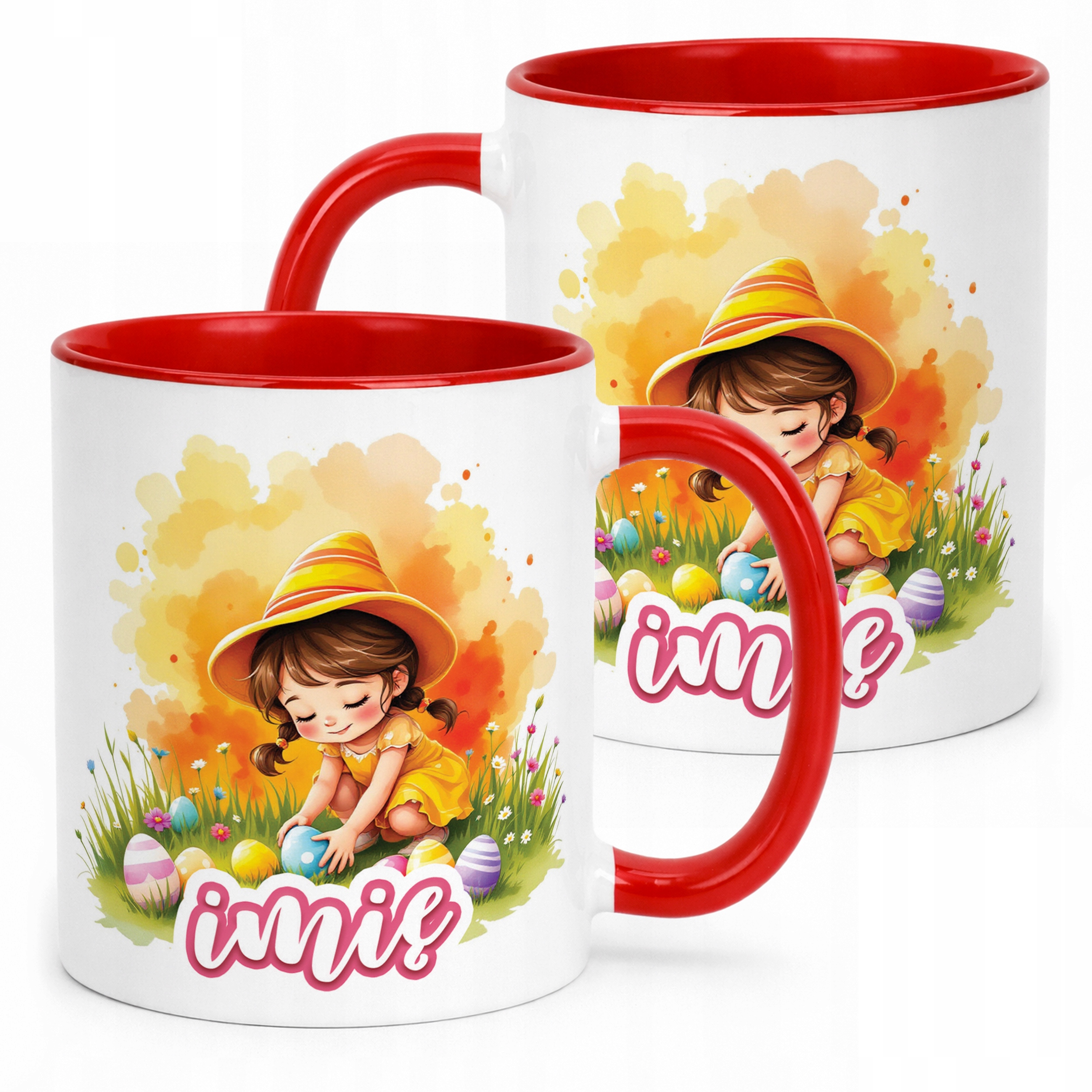 Kubek Czerwony Personalizowany Wielkanoc Prezent Pisanki Wiosna