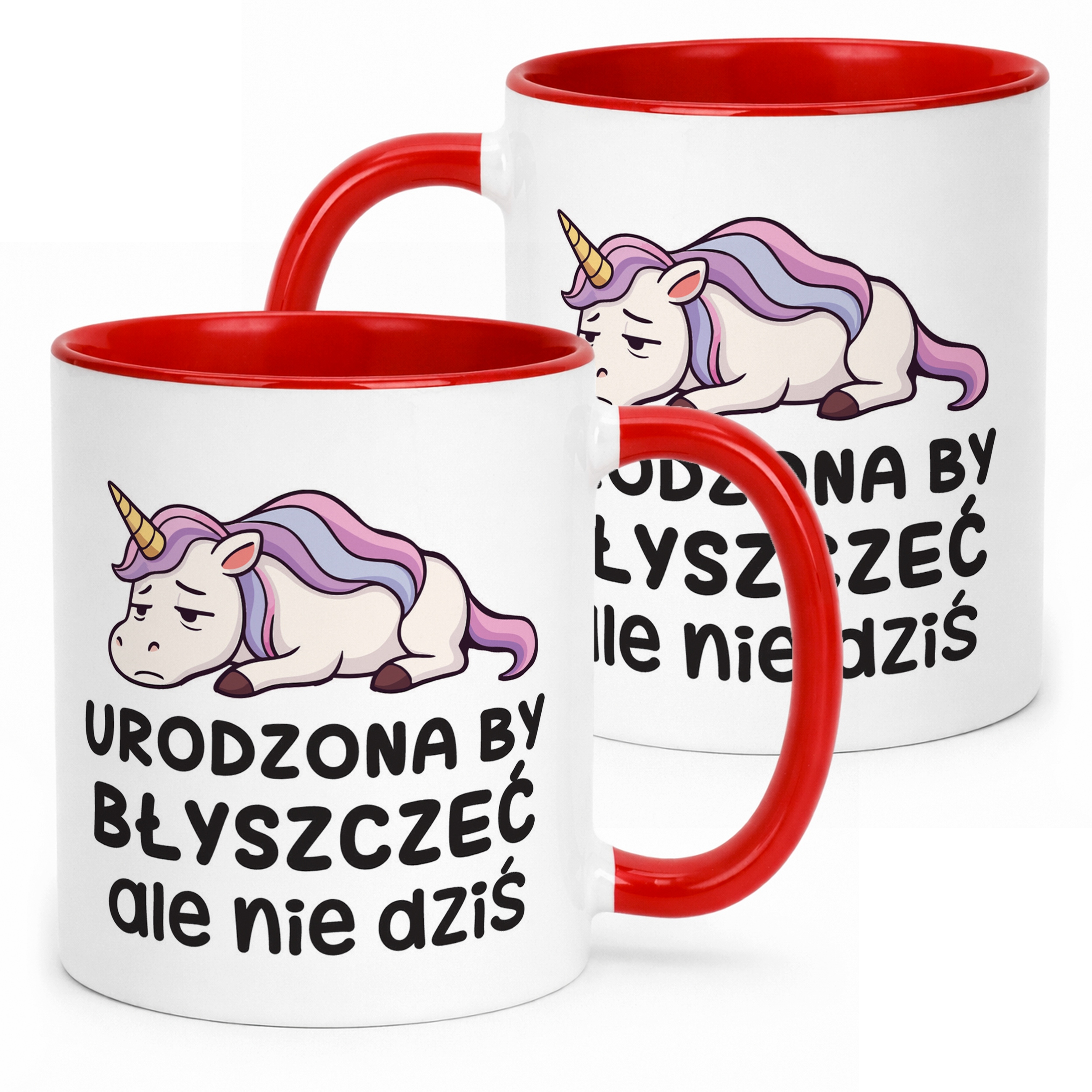 Kubek Czerwony Urodzona By Byszczeć Śmieszny Zabawny Prezent