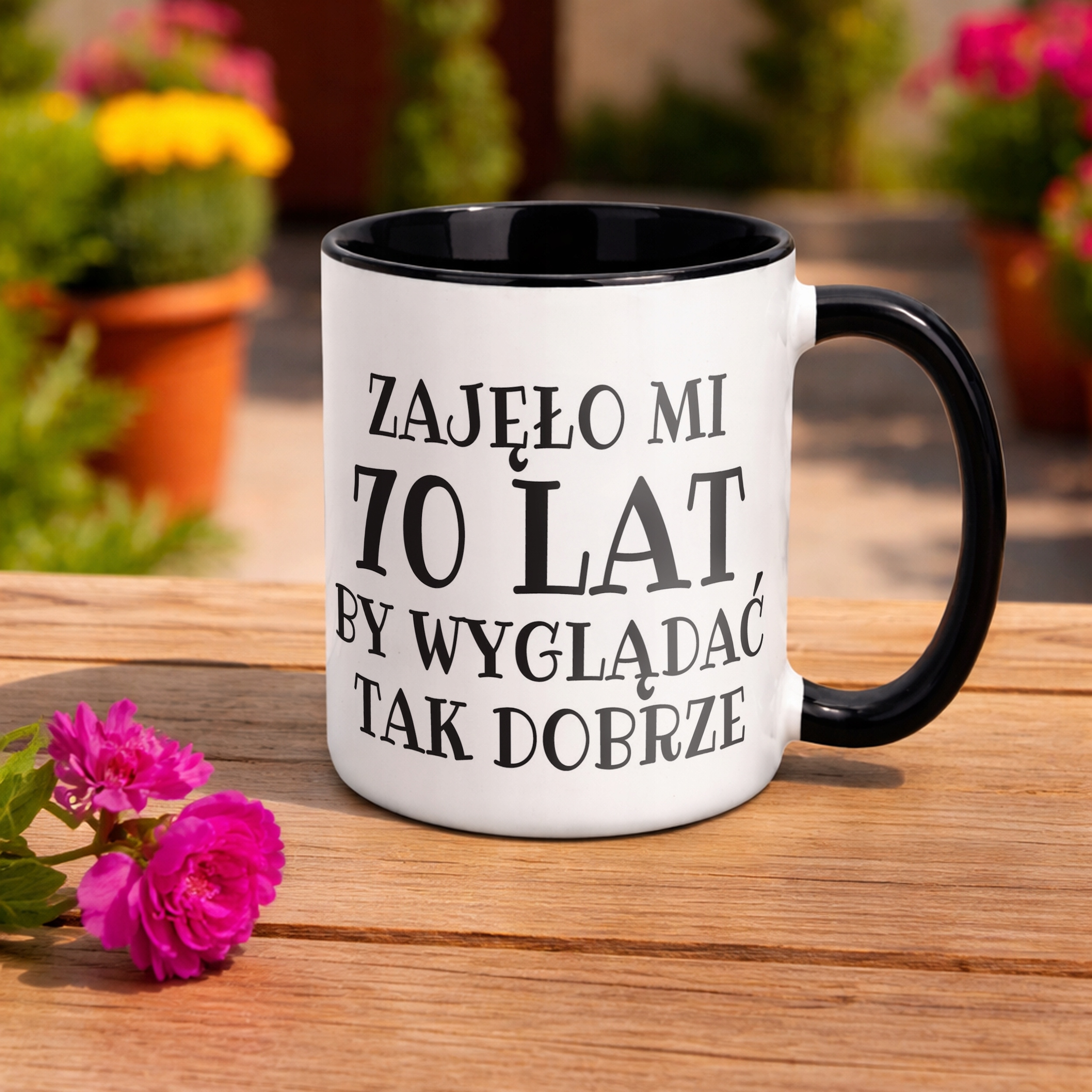 Kubek Czarny Zajęło Mi 70 Lat Na Urodziny Prezent Upominek