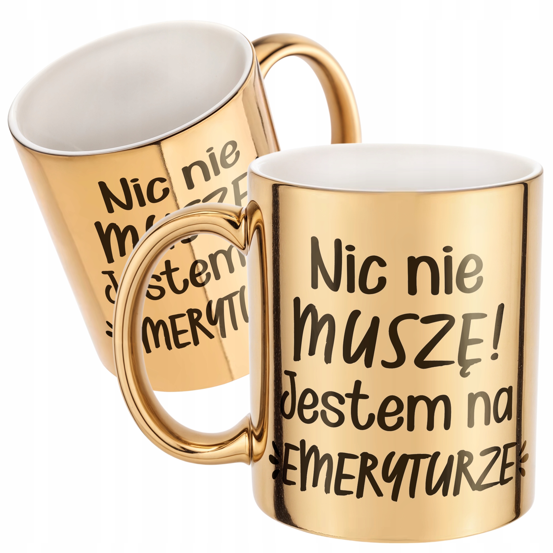 Złoty Kubek ceramiczny z okazji Emerytury Dla Emeryta Emerytki Prezent