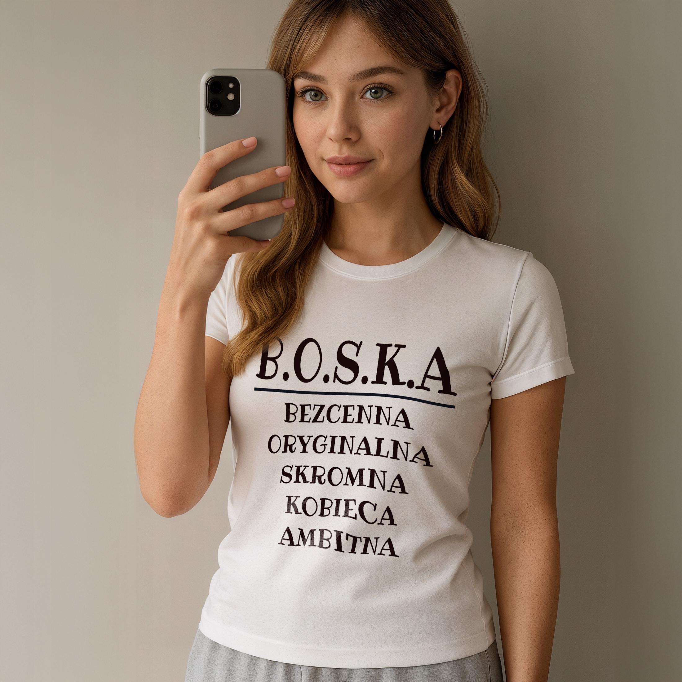 Koszulka biała damska B.O.S.K.A Zabawny Prezent r. XXL