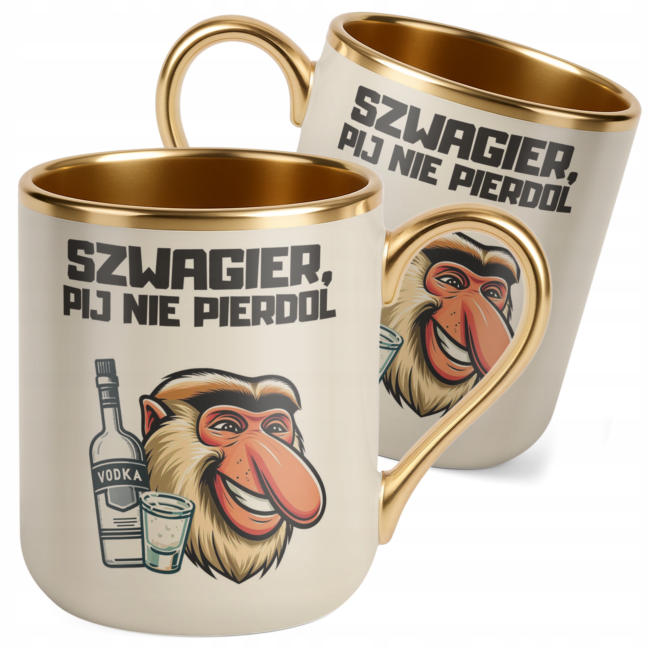 Kubek Premium Złoty Ecru Janusz Nosacz Szwagier Pij Zabawny Prezent