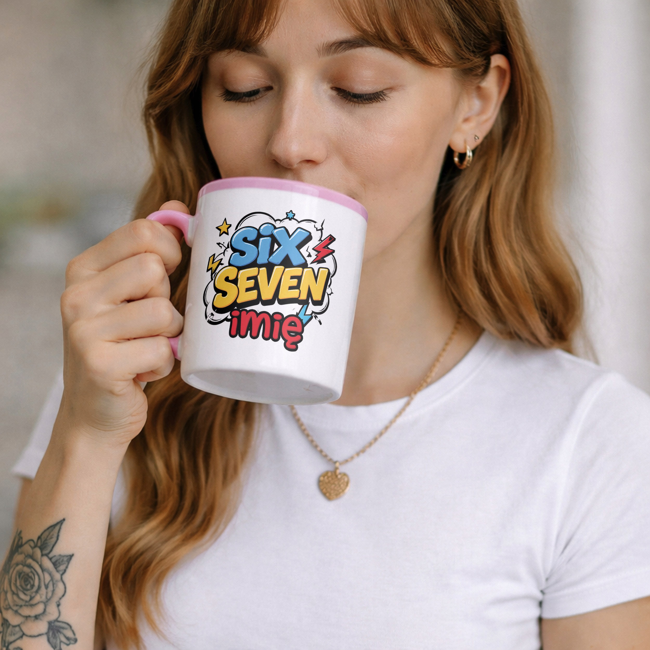 Zestaw Personalizowany Plecak Worek Kubek Różowy 67 Six Seven Prezent
