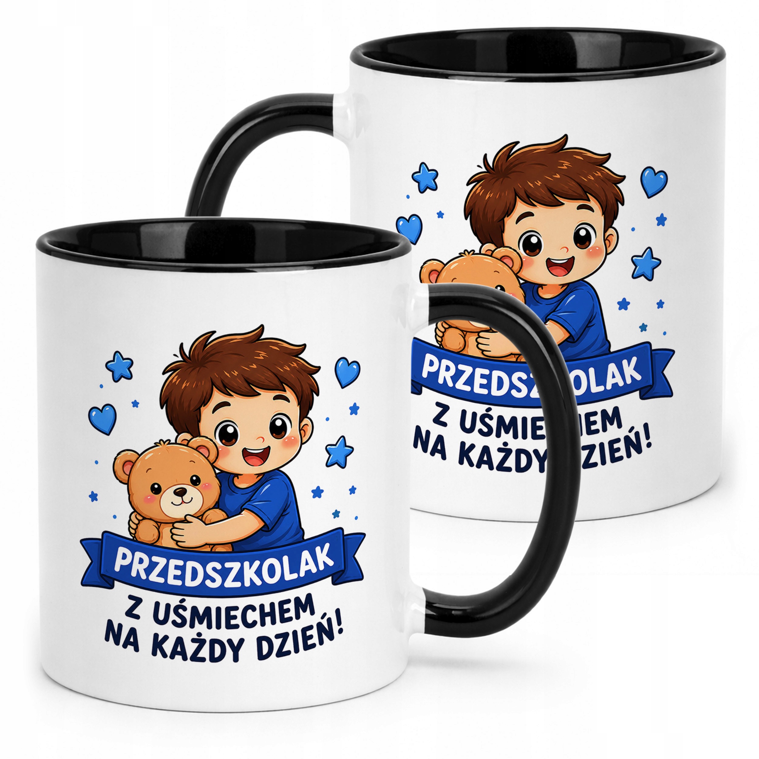 Kubek Czarny z nadrukiem Przedszkolak Szkoła Dla Dzieci Prezent