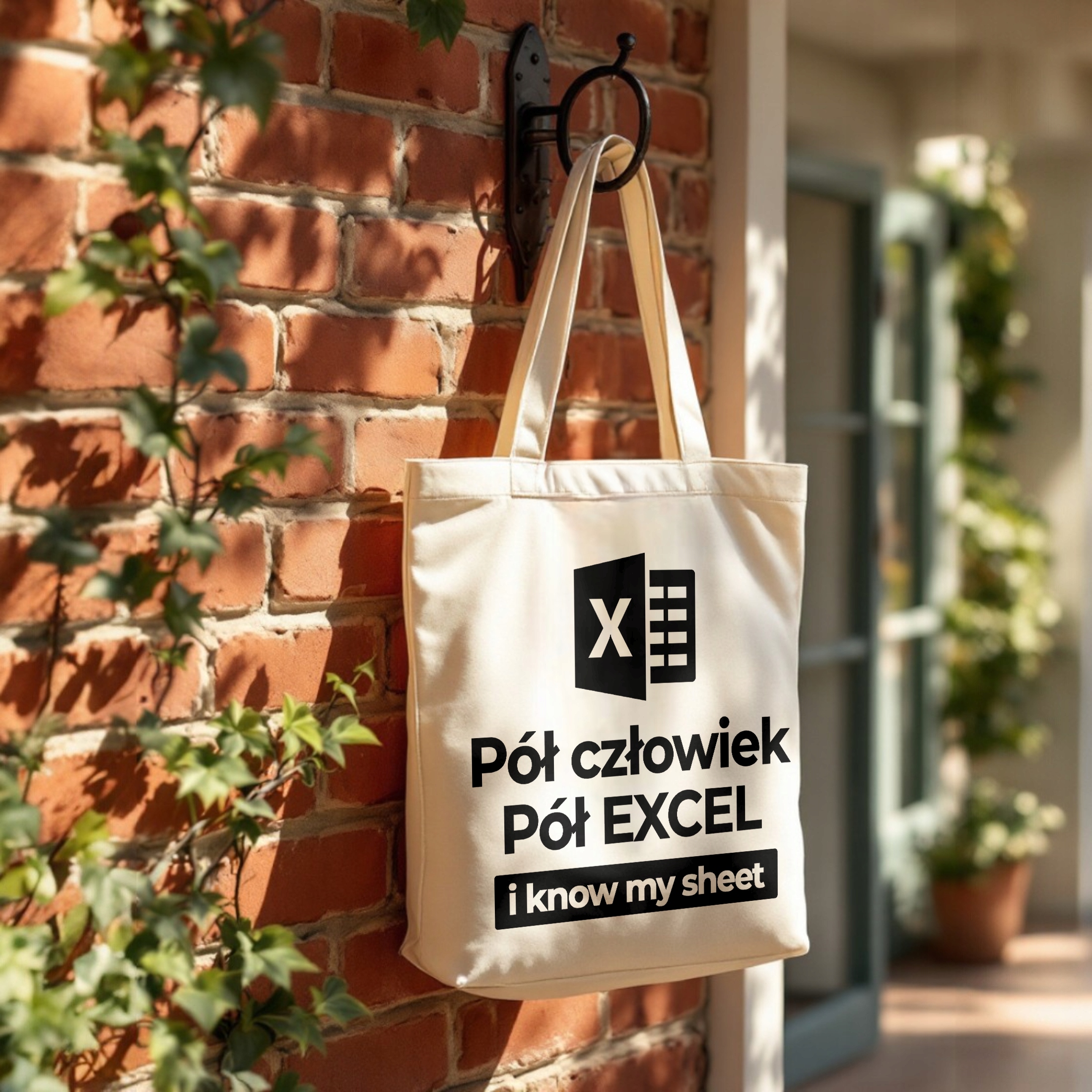 Torba bawełniana premium Pół Człowiek Pół Excel Zabawny Prezent