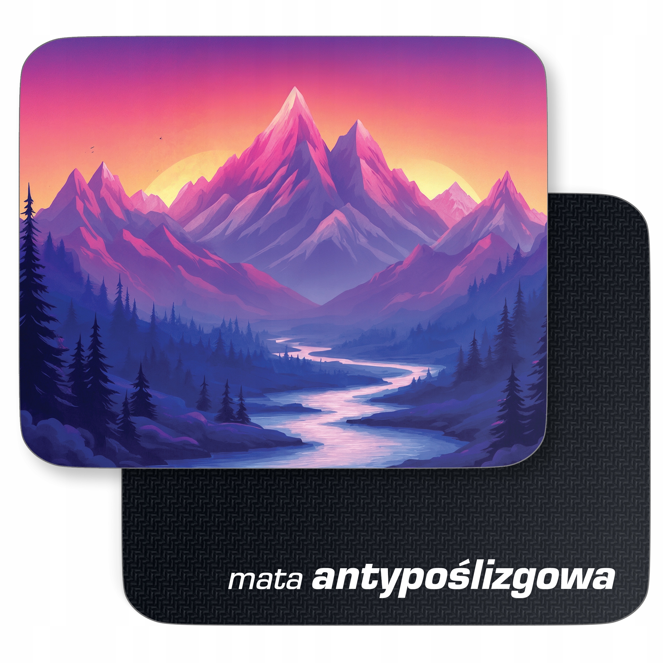Podkładka pod mysz 22×18 cm Las Rzeka Mgła Góry