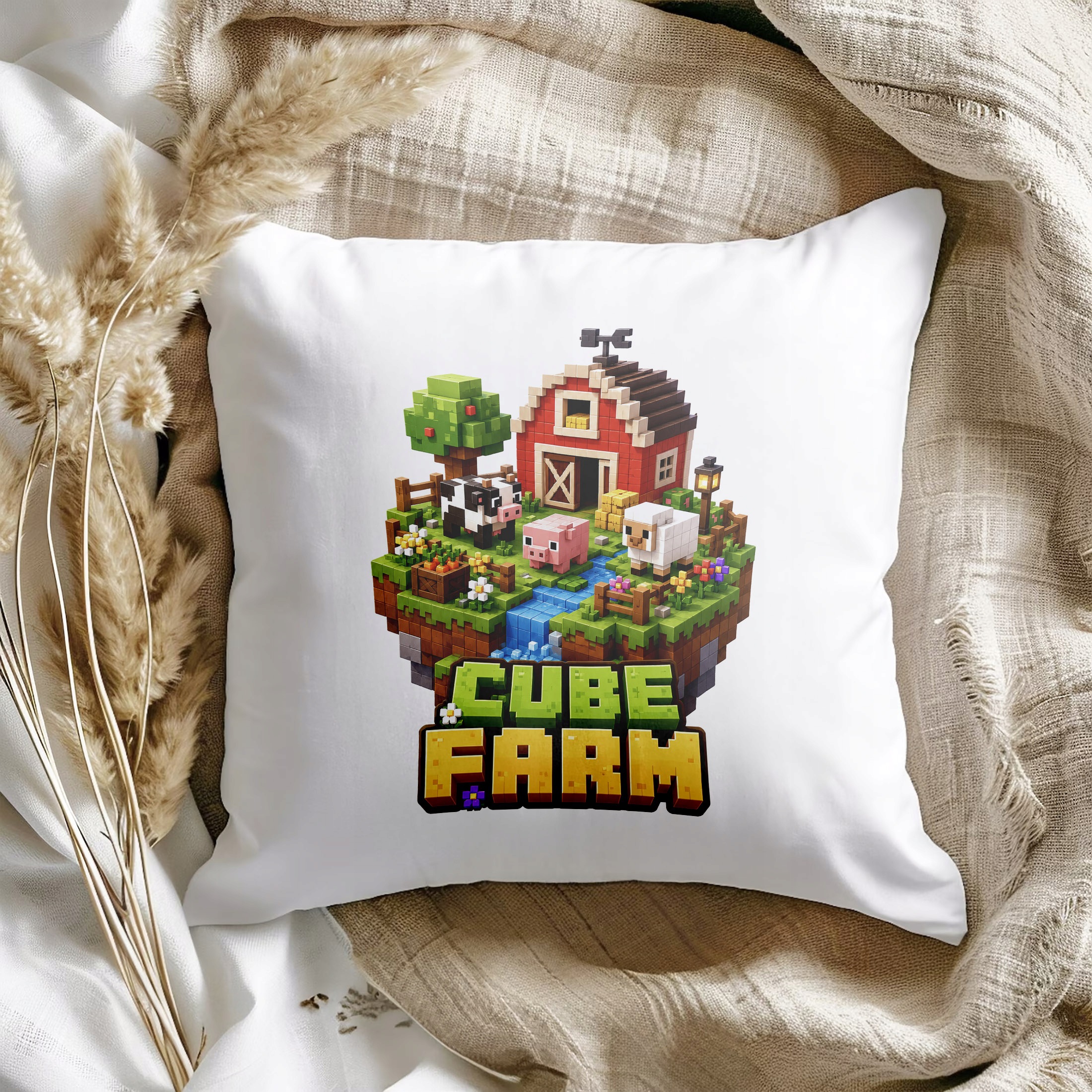 Zestaw Kubek Różowy Poduszka Z Nadrukiem CUBE FARM Prezent