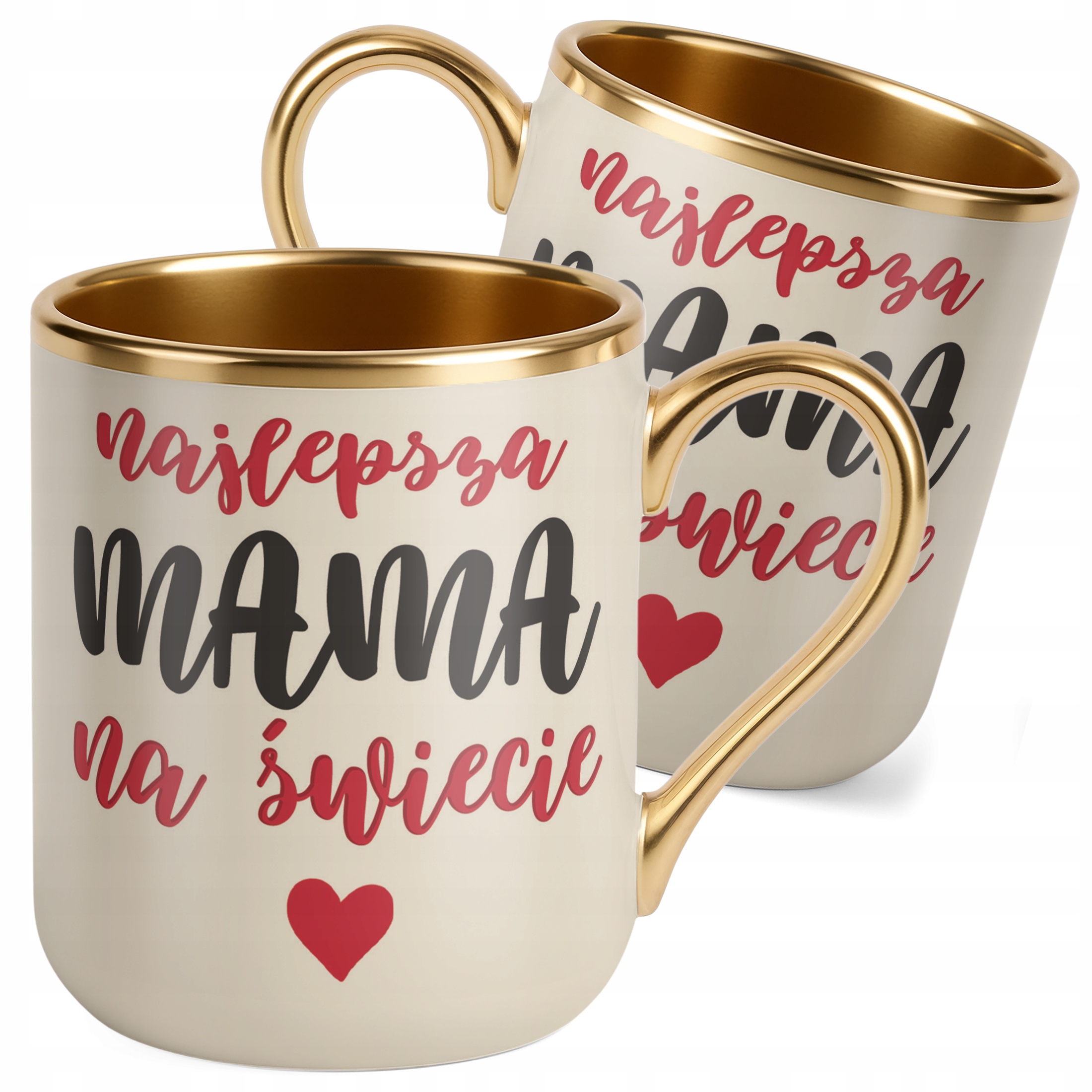 Kubek Premium Złoty Ecru Dzień Matki Prezent Najlepsza Mama na Świecie
