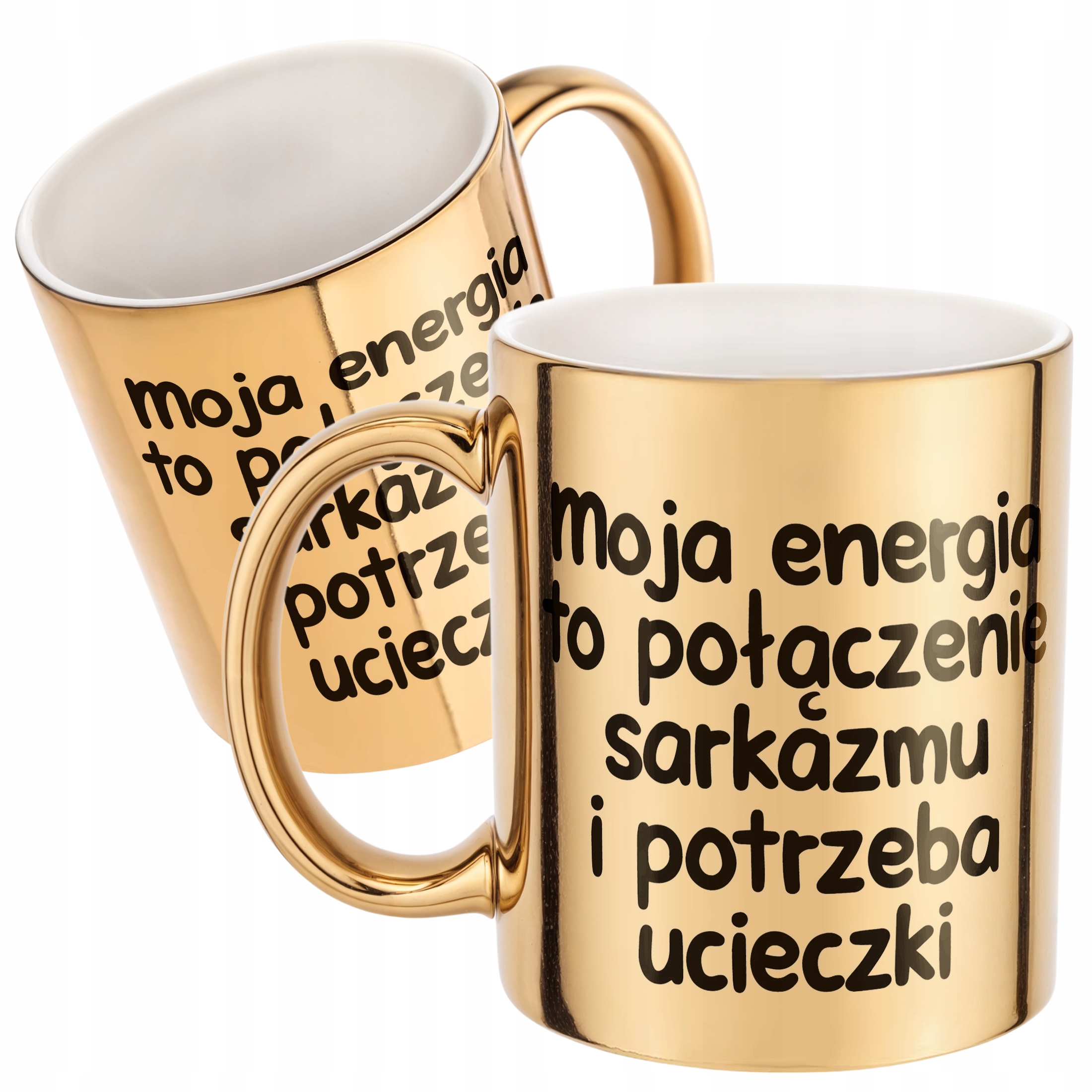 Złoty Kubek Moja Energia To Połączenie Śmieszny Zabawny Prezent