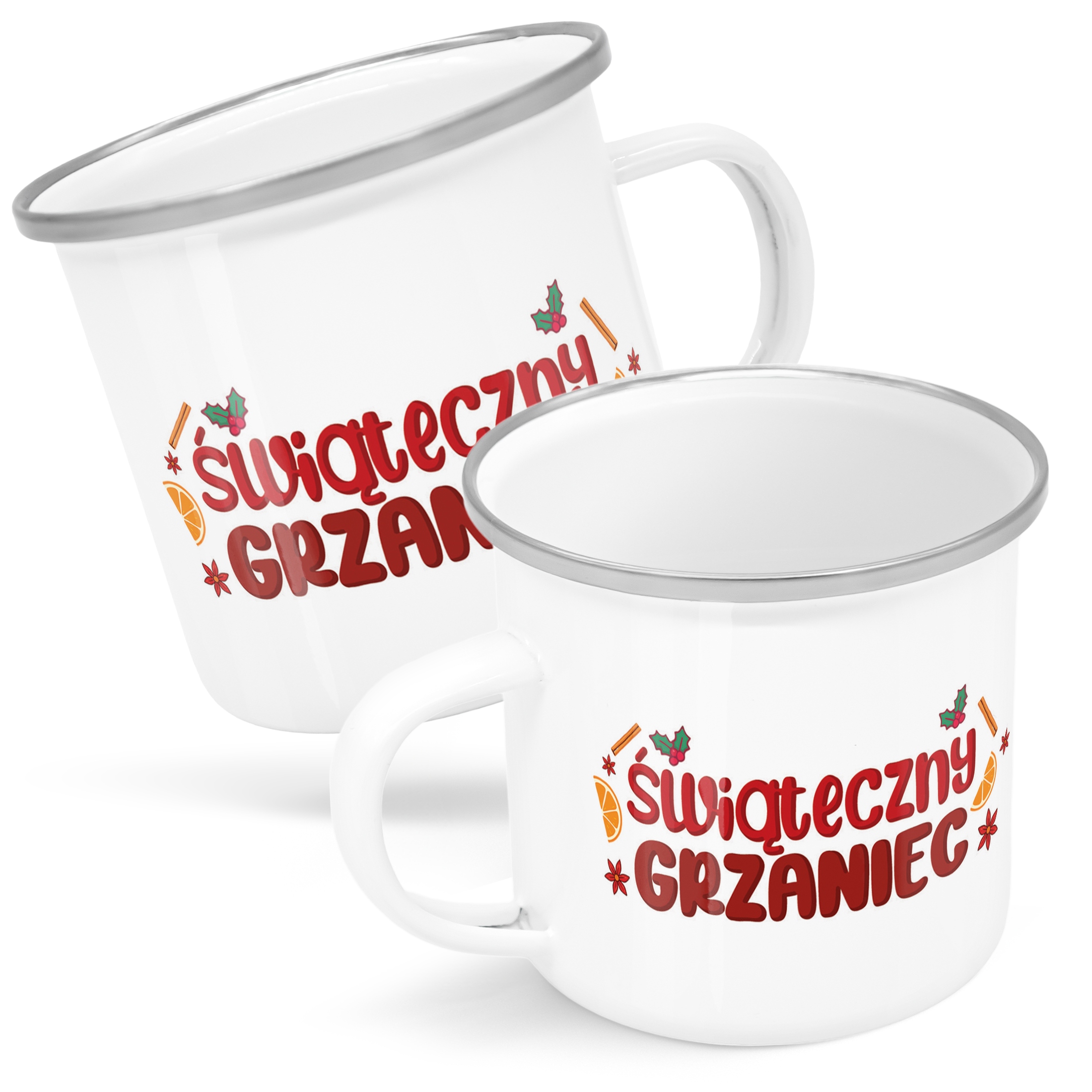 Emaliowany Kubek Garnuszek Świąteczny Świąteczny Grzaniec Boże Narodzenie