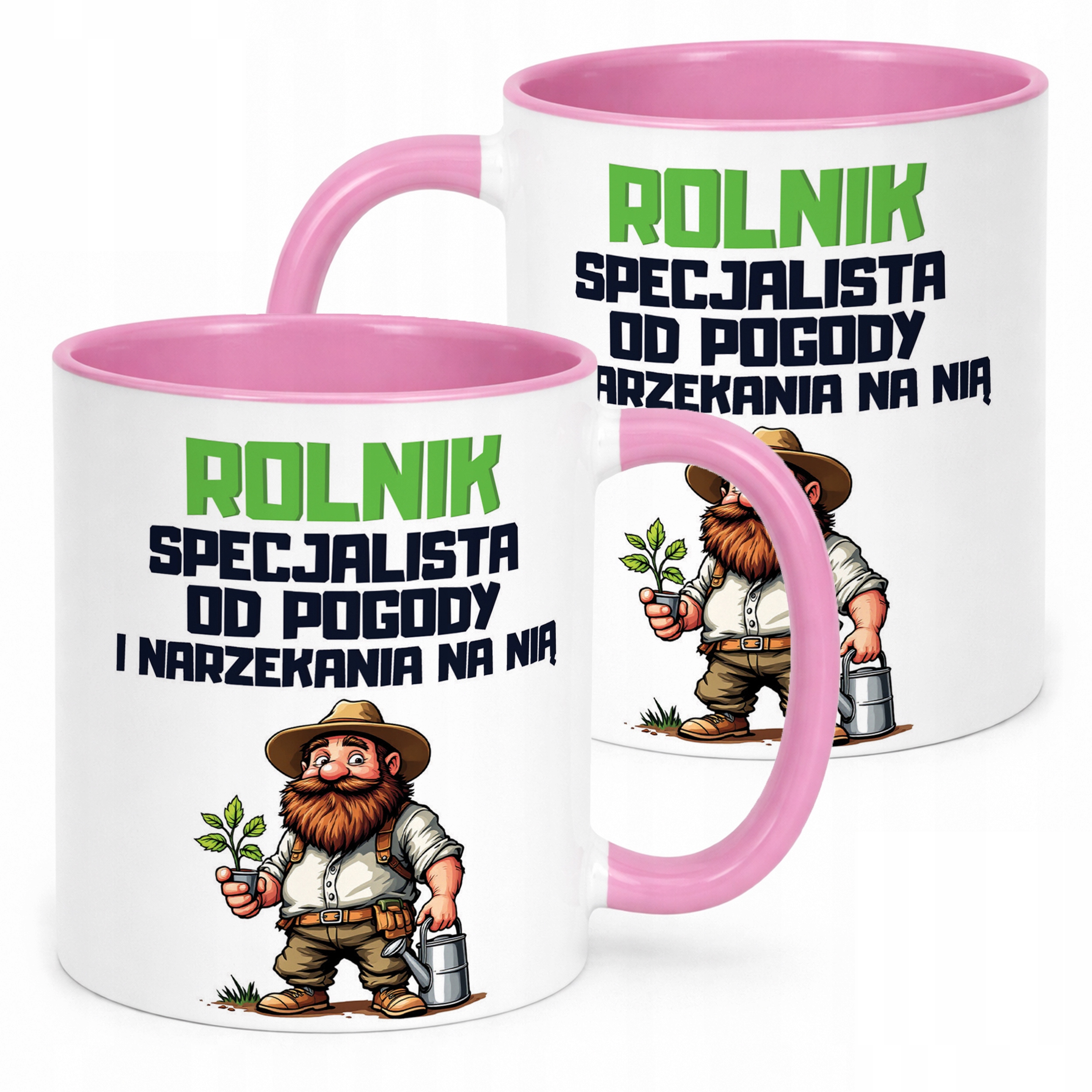 Kubek Różowy Rolnik Dla Rolnika Traktor Zabawny Prezent Upominek