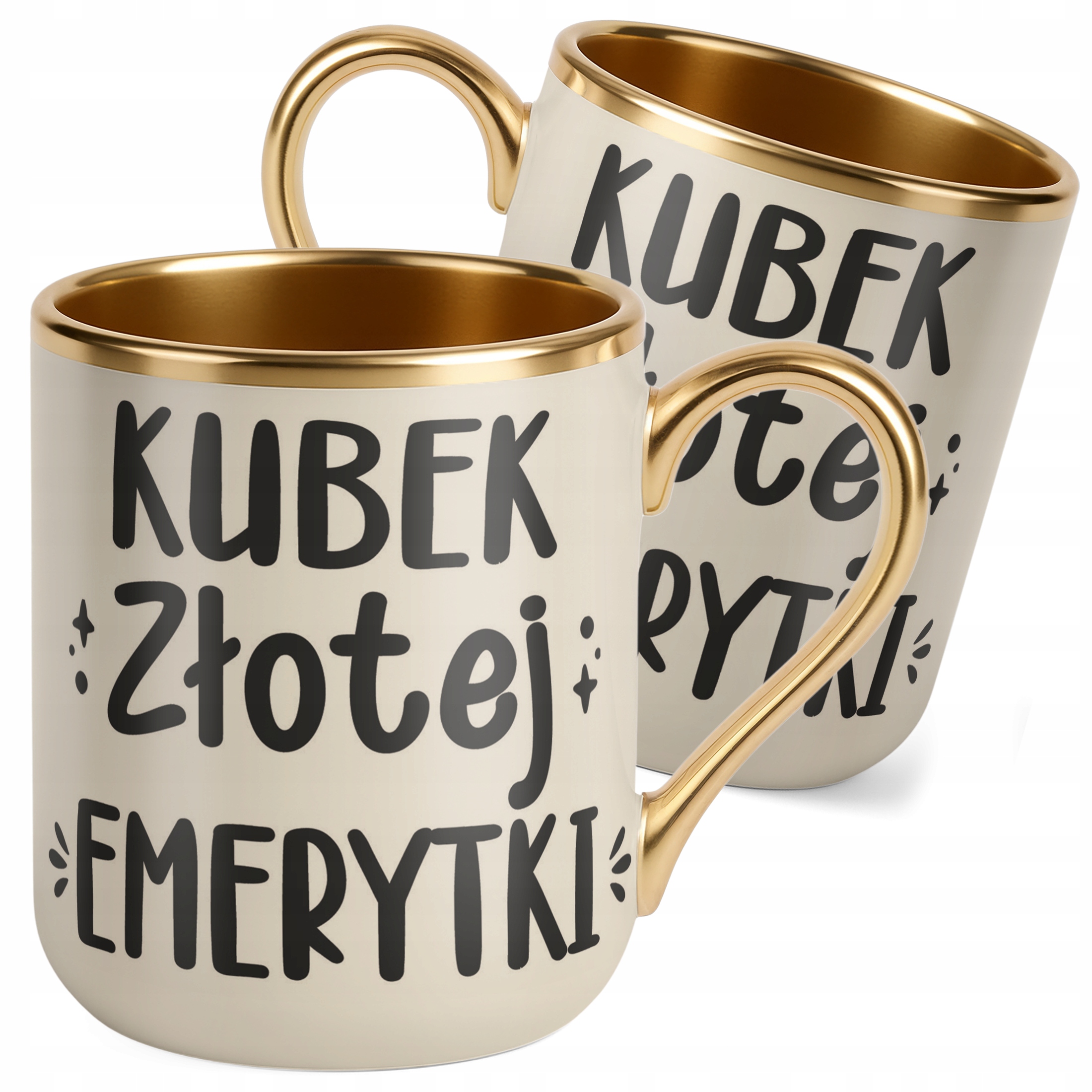 Kubek Premium Złoty Ecru Z okazji Emerytury Dla Emerytki Prezent
