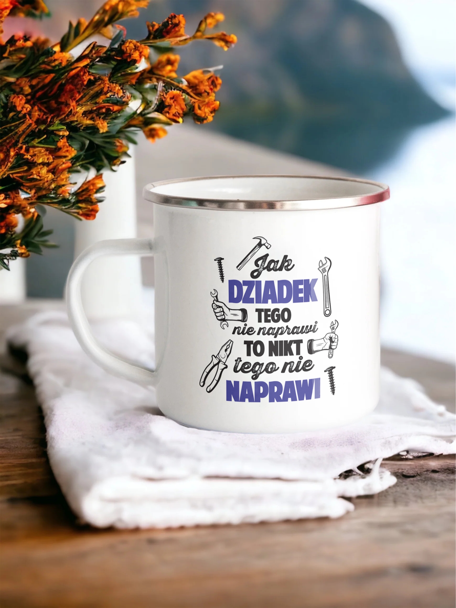 Emaliowany Kubek Garnuszek 300 ml Dzień Dziadka Prezent Jak Dziadek