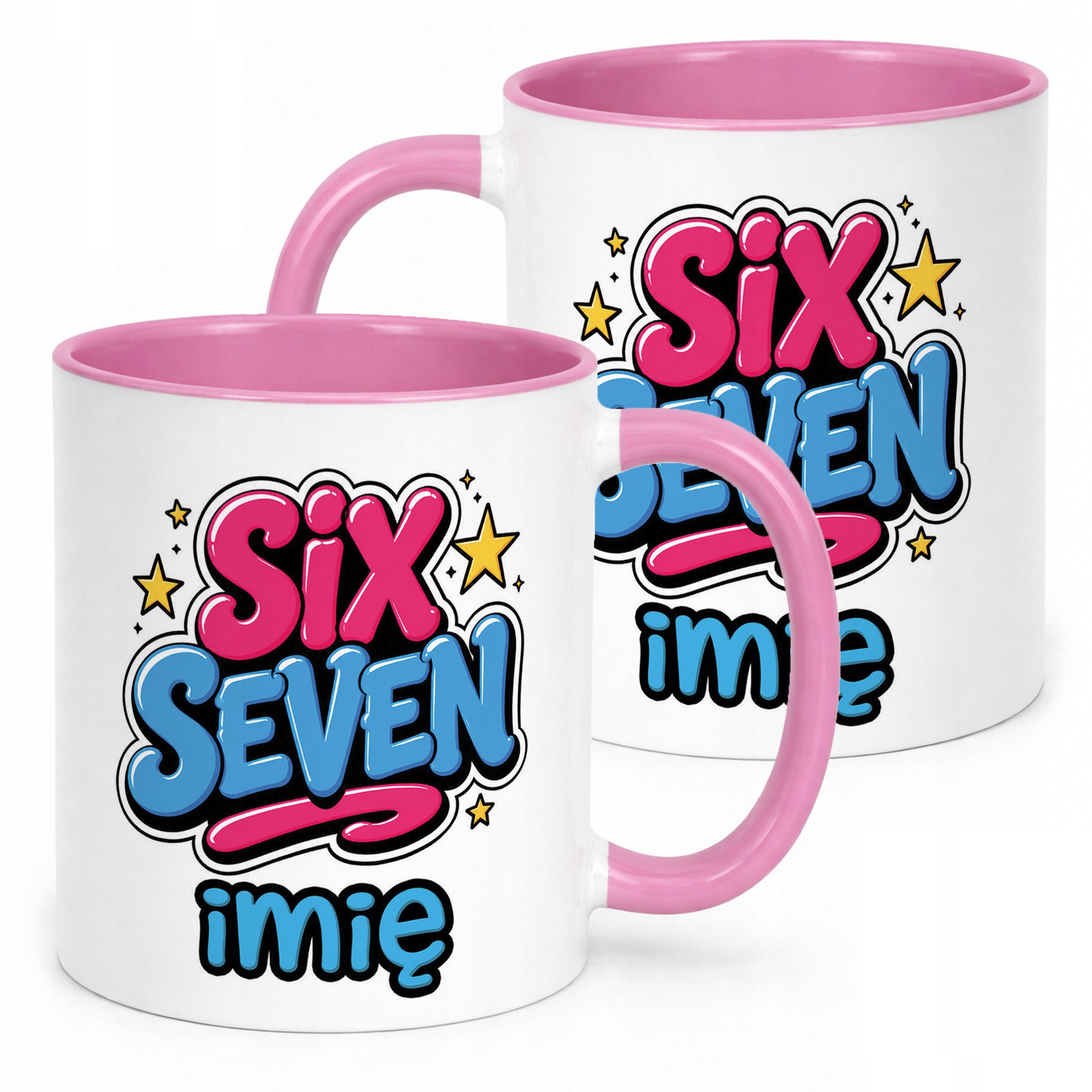 Kubek Różowy z nadrukiem personalizowany 67 SIX SEVEN Dla Dzieci Prezent