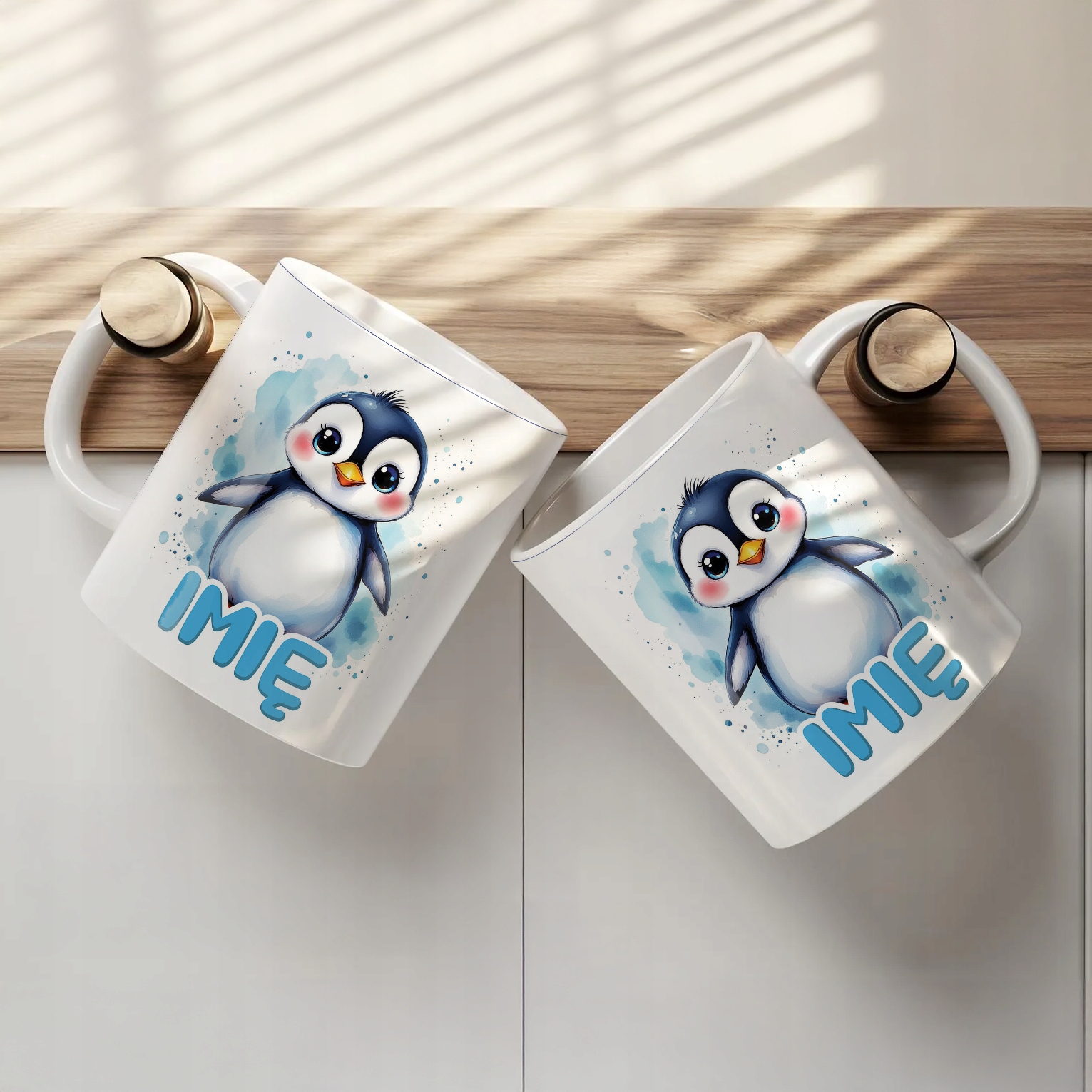 Kubek ceramiczny personalizowany Pingwin Zwierzak Słodki Dla Dzieci