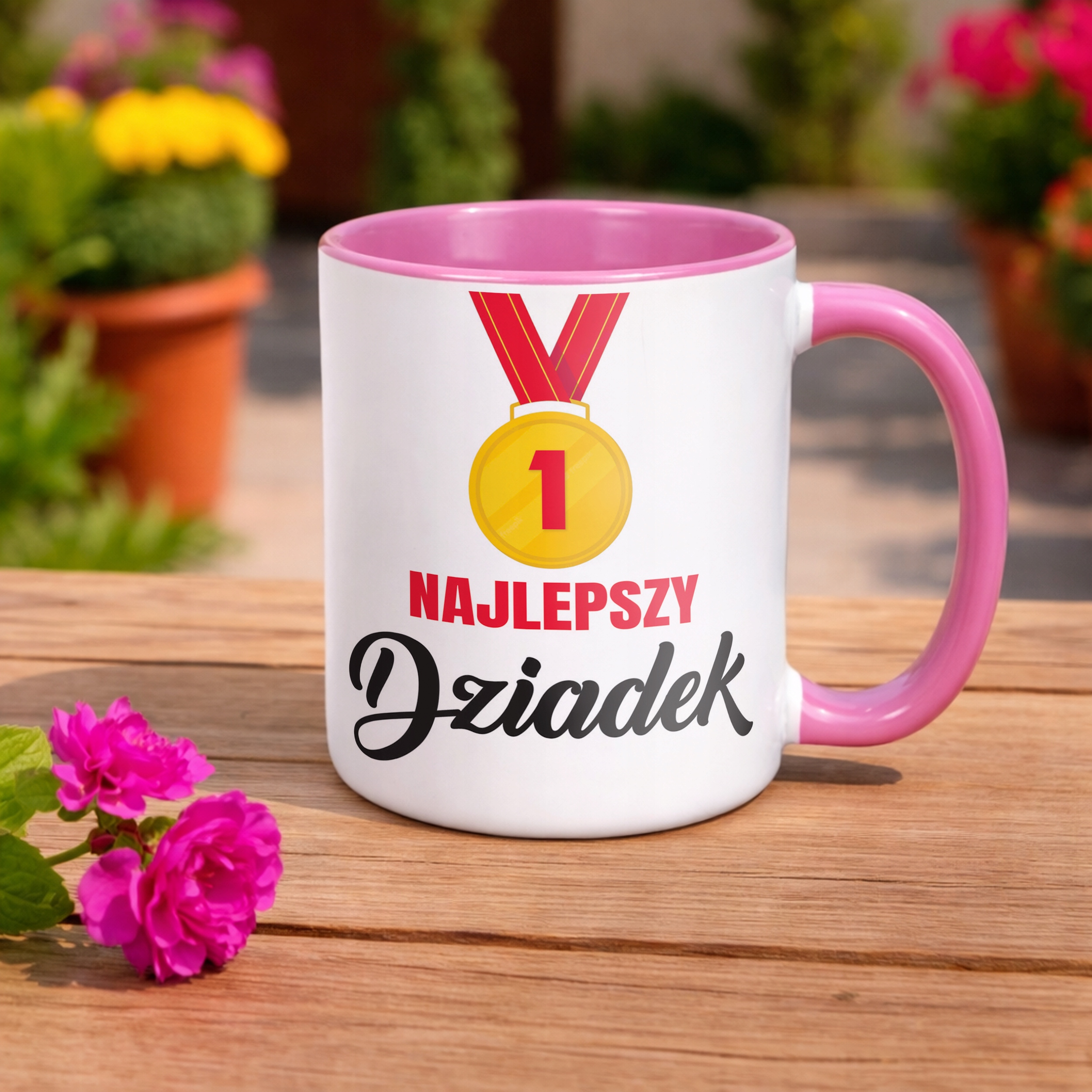 Kubek Różowy Dzień Dziadka Najlepszy Dziadek Prezent Upominek